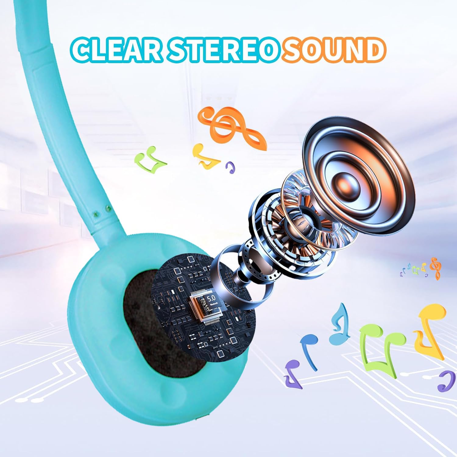Bulk Headphones 5 Pack - Durable Multi-Color Classroom Headphones for Students, Teens & Adults | School Use, Online Learning & Study Sessions