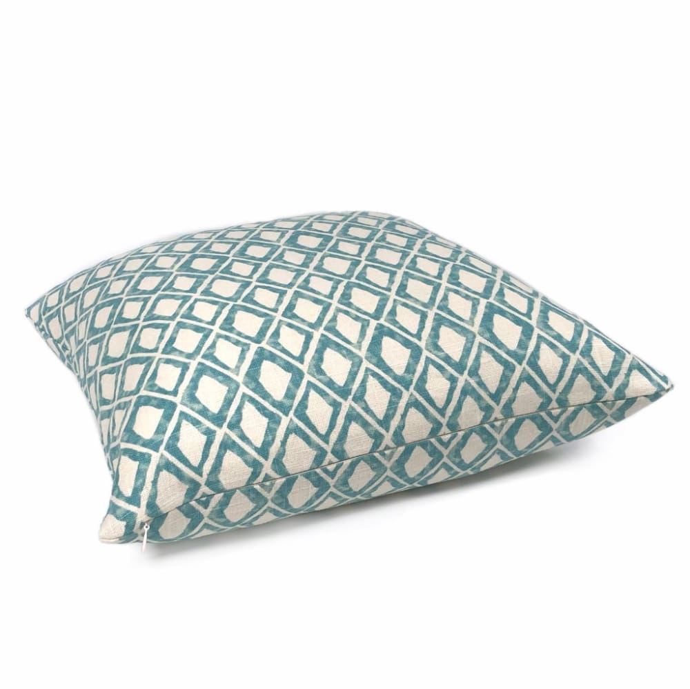 Torino Aqua Diamond Geometric Print Pillow Cover - Modern Decorative Throw Pillow Case for Sofa, Bed, Couch - Home Decor & Living Room Accent
