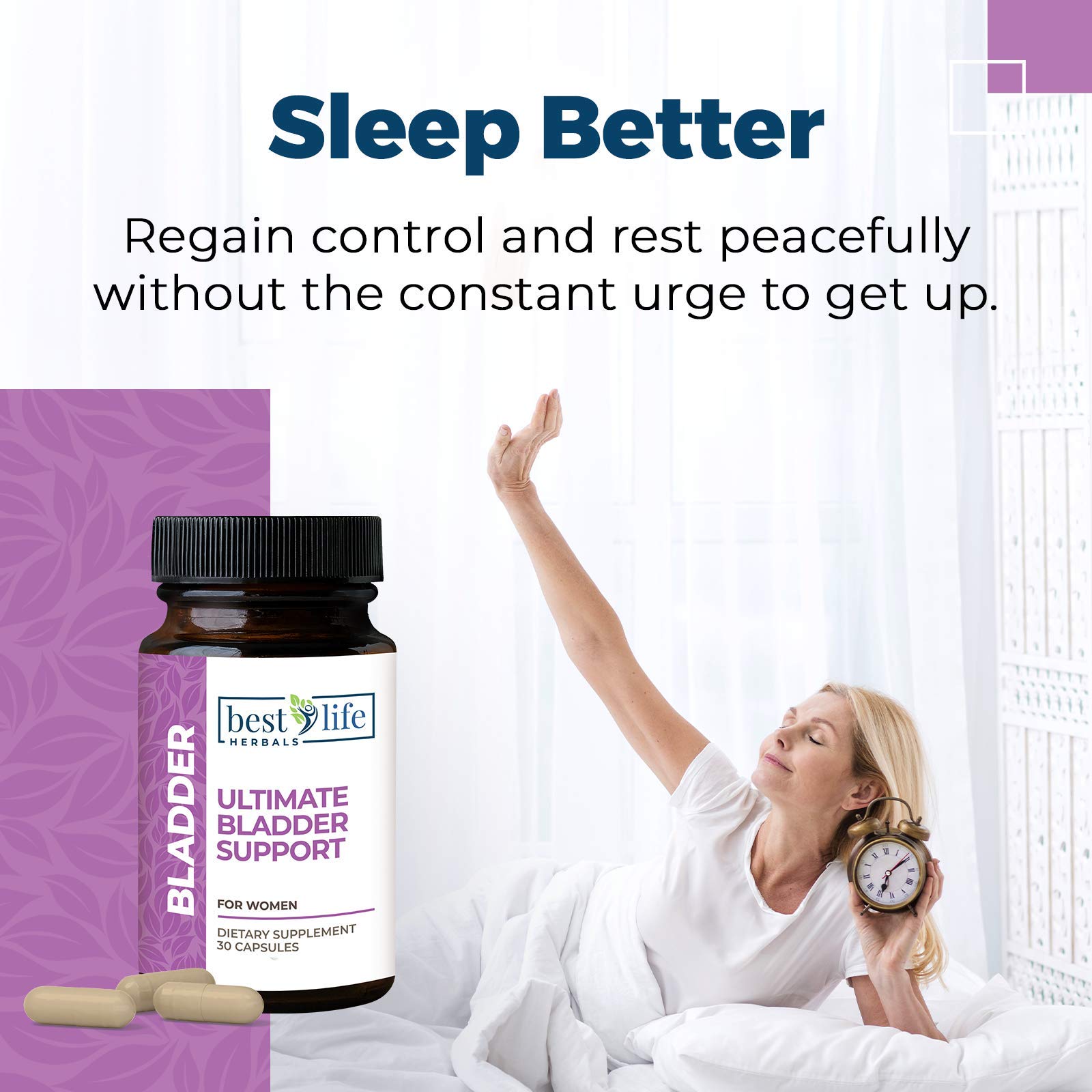Premium Women's Bladder Control Supplement for Incontinence & Overactive Bladder Relief - Natural Support for Leakage Protection - 6 Bottles (180 Capsules) - Ideal for Active Lifestyles, Travel & Daily Confidence