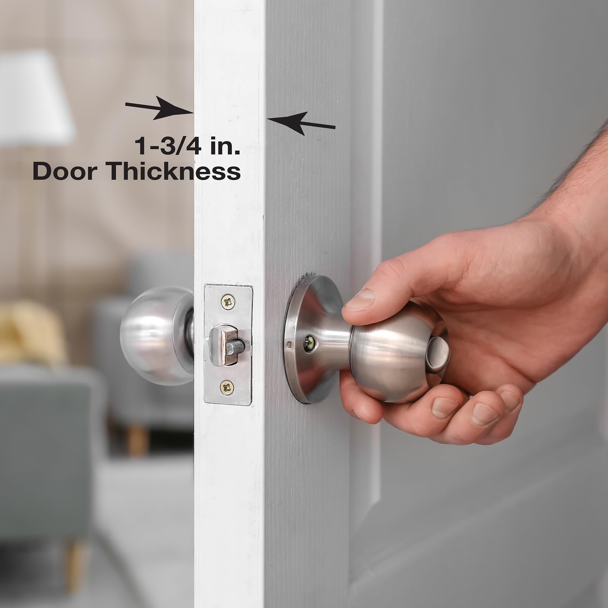 Prime-Line U 9573 Brass Door Lock & Reinforcement Plate - 1-3/4 Inch Thick Door Hardware - Antique Brass Finish (Single Pack) - Secure Your Home Office, Bedroom & Entry Doors