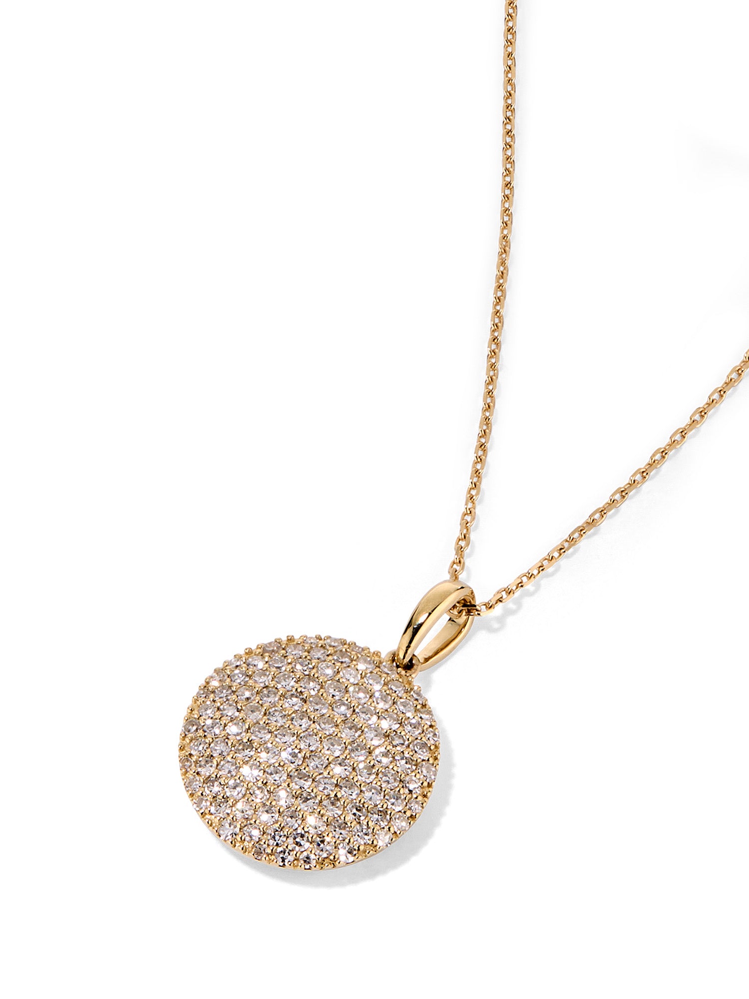 Pavé Diamond Disc Necklace - Elegant 14K Gold Pendant for Women | Perfect for Weddings, Anniversaries & Special Occasions