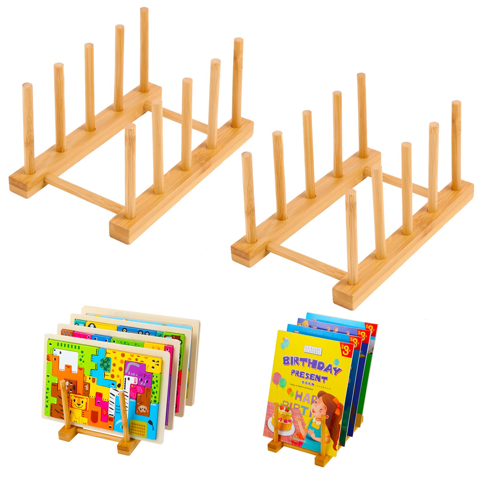 2 Pack Wooden Puzzle Storage Rack & Display Stand - Jigsaw Puzzle Organizer for Adults, Craft Collection Lovers - Perfect for Home Decor, Game Room, and Gift Giving