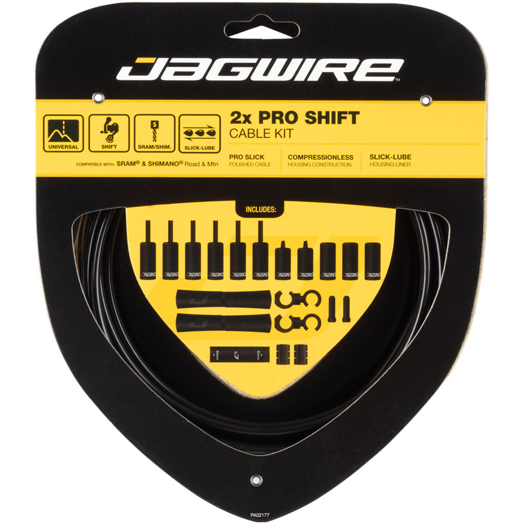 Jagwire Pro Shift Kit for Road & Mountain Bikes - Compatible with SRAM & Shimano Derailleurs - High-Performance Black Cable Set - Perfect for Smooth Gear Shifting on Trails & Commutes
