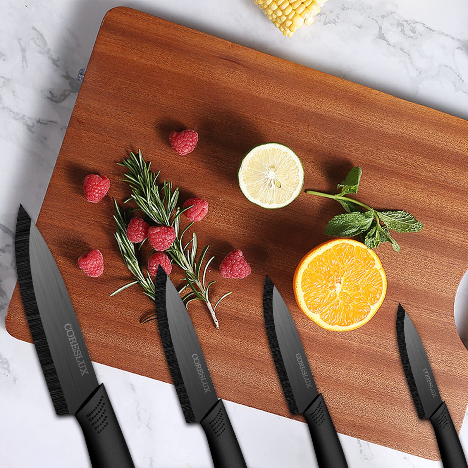 Premium 6-Piece Ceramic Knife Set - CORESLUX Ultra Sharp Kitchen Knives with 6