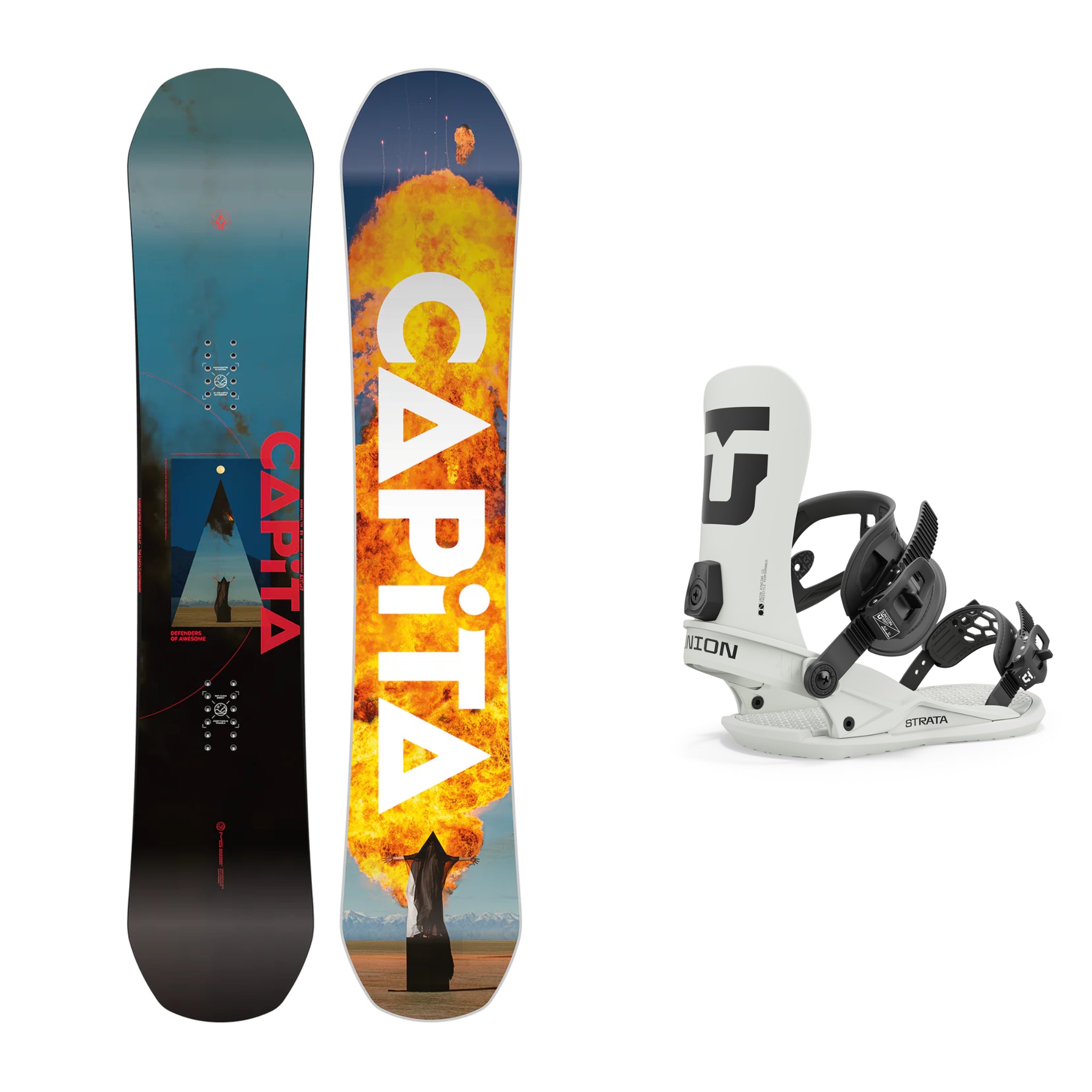 CAPiTA Defenders Of Awesome Snowboard with Union Strata Bindings 2025 - All-Mountain Freestyle Snowboard for Men & Women | Perfect for Park, Powder & Backcountry Riding