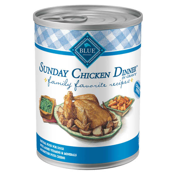BLUE Family Favorite Recipes Sunday Chicken Dinner Canned Dog Food - Grain-Free Wet Dog Food for Adult Dogs - Perfect for Mealtime, Travel & Outdoor Adventures