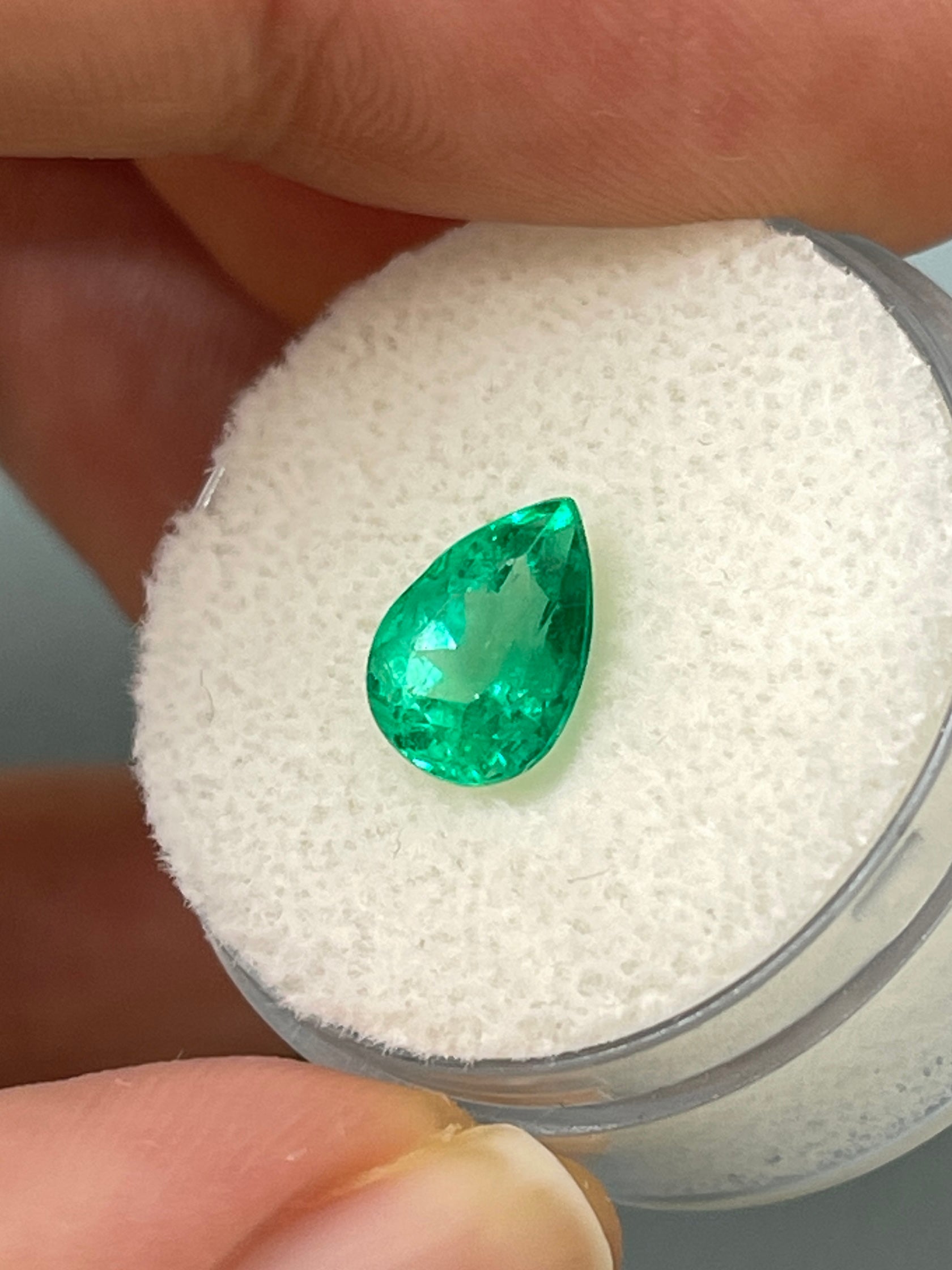 1.65 Carat Vivid Blue-Green Natural Loose Colombian Emerald Pear Cut Gemstone for Jewelry Making & Engagement Rings