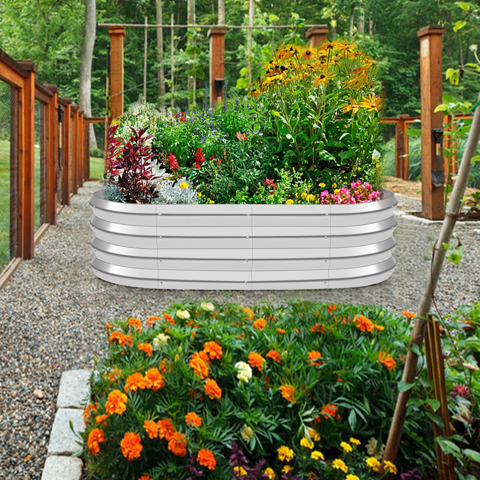 Galvanized Raised Garden Bed Kit - 4x2x1 ft Metal Planter Box for Vegetables, Flowers, Herbs - Rust-Resistant Outdoor Gardening Beds with Open Base Design - Perfect for Backyards, Patios, and Urban Gardens (1 Pack, 4x2x1 ft)