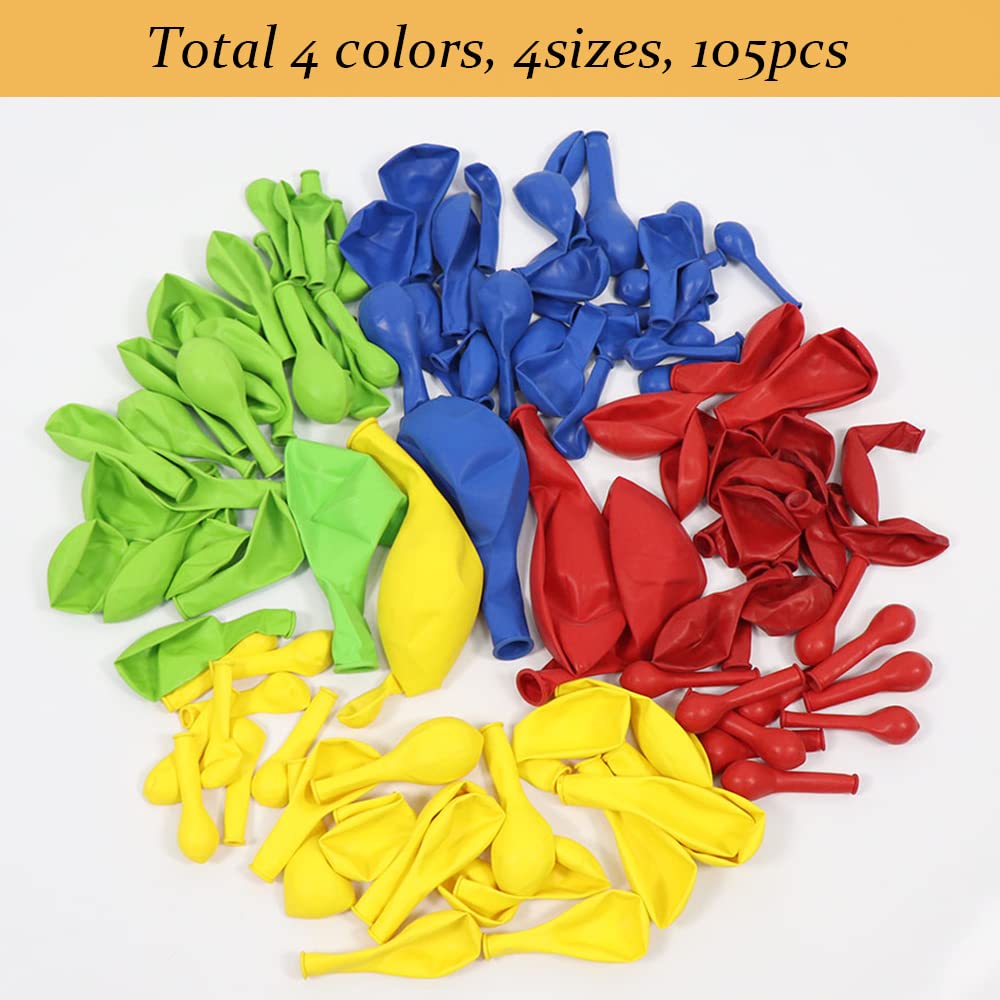 112pcs Rainbow Balloons Garland Arch Kit - 4 Sizes (Red, Yellow, Blue, Green) for Baby Showers, Birthday Parties & Kids Decorations | Perfect for Gender Reveals, Nursery Decor and Festive Celebrations