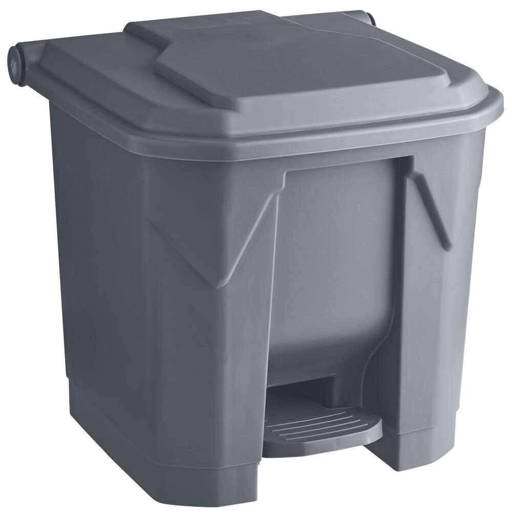 32 Qt Step-On Trash Can with Lid - 8 Gallon Gray Rectangular Kitchen Garbage Bin, Includes Trash Bags - Perfect for Home, Office, Recycling & Waste Disposal