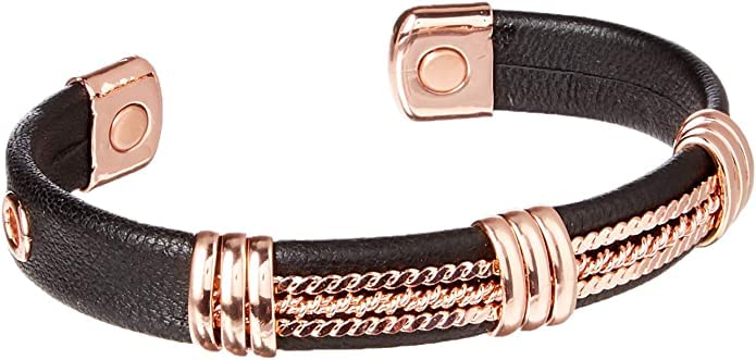 Real Copper & Leatherette Motorcycle Bracelet for Men & Women - Magnetic Biker Jewelry for Motorcycle Riders & Sports Enthusiasts - Perfect for Biker Events, Riding Gear & Casual Wear