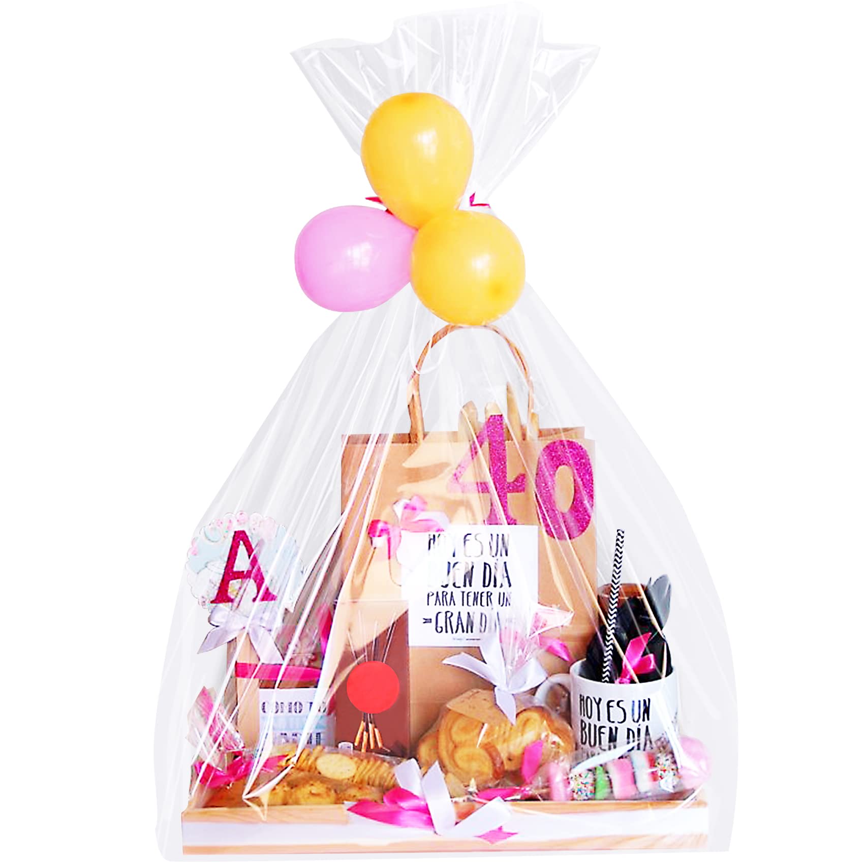 Morepack Extra Large Cellophane Bags for Gift Baskets - 50x60 Inches Jumbo Clear Plastic Wrapping Bags (5-Pack) - Perfect for Holiday Gifts, Wedding Favors & Party Decorations
