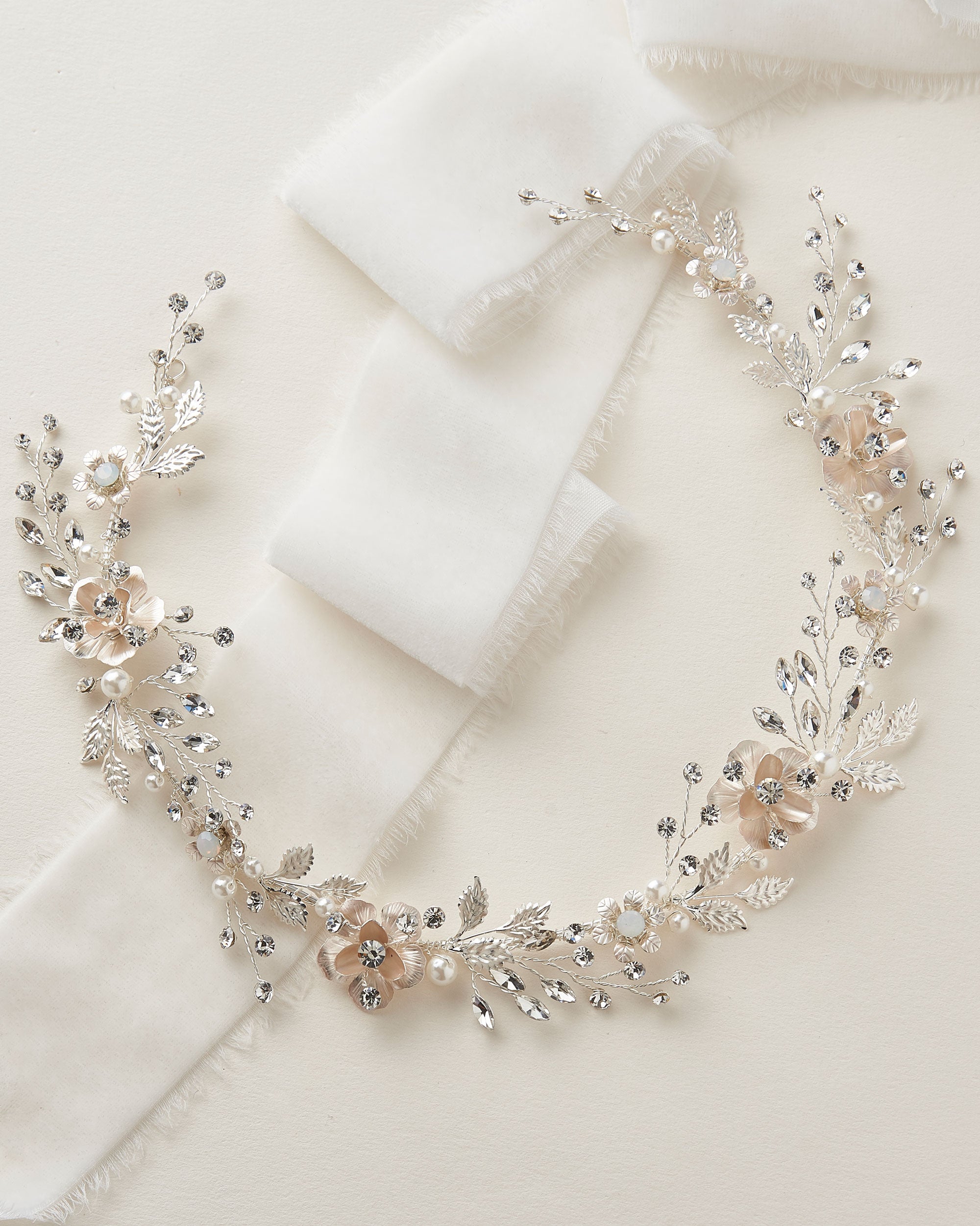 Della Floral Pearl Hair Vine Headpiece - Elegant Bridal Hair Accessories for Weddings, Prom, Parties & Special Occasions