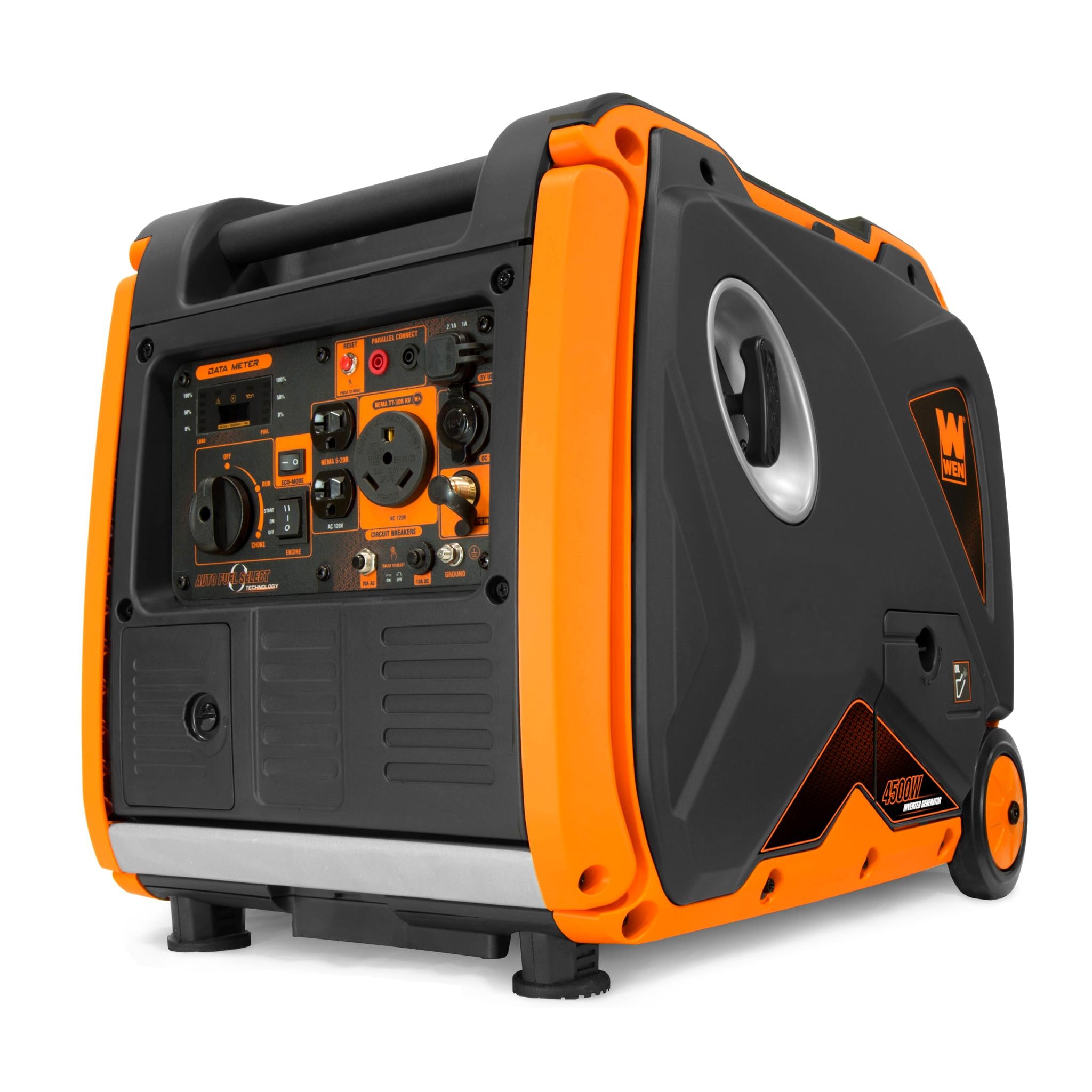 WEN DF451i 4500W Super Quiet Dual Fuel Portable Inverter Generator with Electric Start - RV Ready, Camping & Emergency Power Backup
