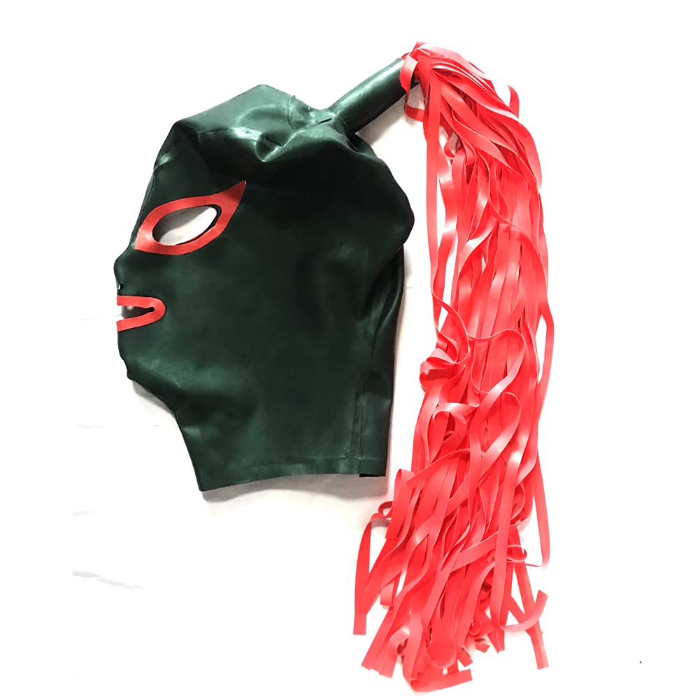 Scary Latex Hood Mask with Red Eyes & Mouth, Halloween Costume Accessory for Horror Parties, Cosplay, and Haunted House Events