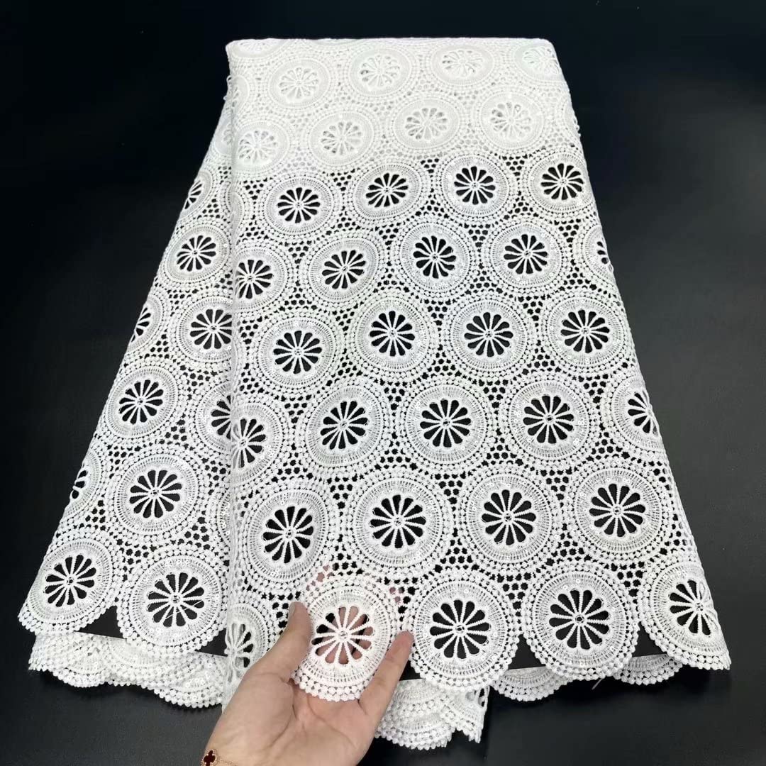 Premium Australian White Bridal Cord Lace Fabric with Sequins - Guipure Lace Material for Wedding Dresses, Nigerian Lace & Swiss Voile Evening Gowns - Perfect for Bridal Sewing, Couture Design, and Special Occasion Dresses