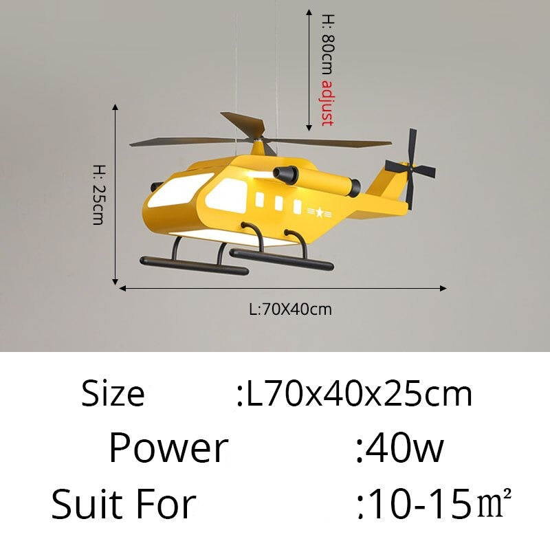 LED Helicopter Ceiling Light - War Helicopter Chandelier for Kids Room Decor, Boys Bedroom Lighting, Playroom & Nursery Night Light