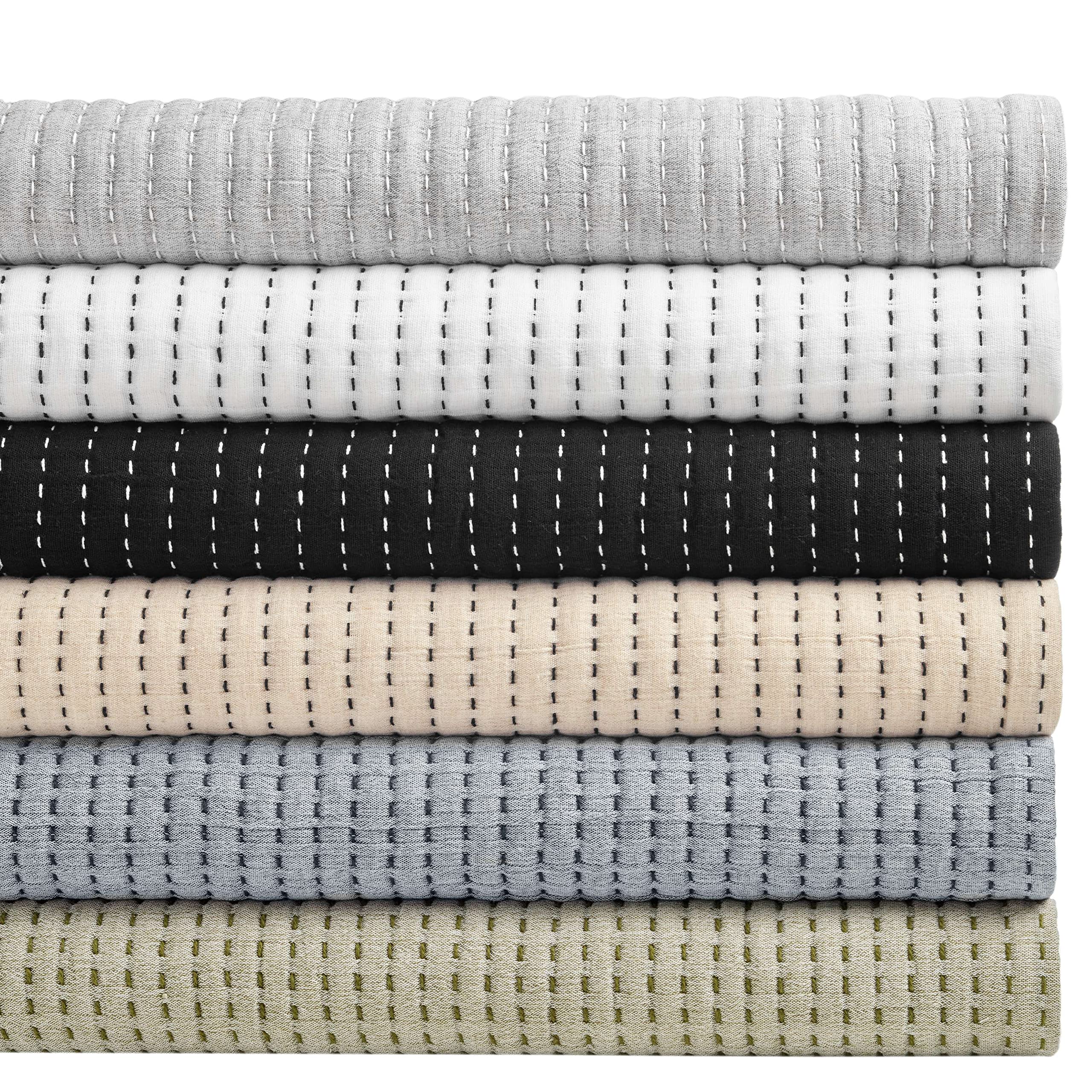 Pick Stitch Evergreen Matelasse Coverlet - Full/Queen Size Bedspread - Solid Green Quilted Bedding - Luxury Bed Cover for Master Bedroom, Guest Room & Dorm Decor