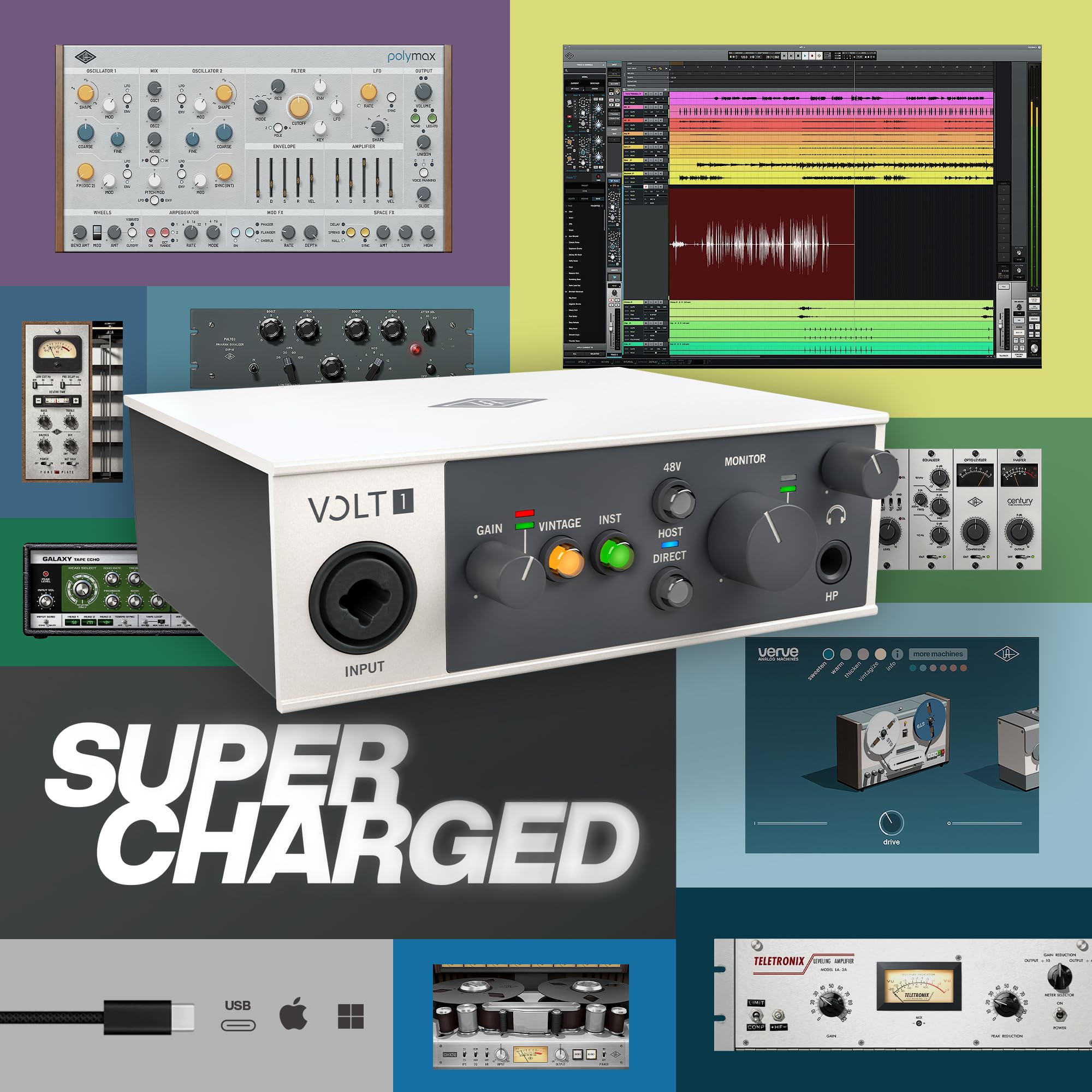 Universal Audio Volt 1 USB Audio Interface for Studio Recording & Podcasting - Professional Grade Sound Card for Home Studio, Music Production & Live Streaming