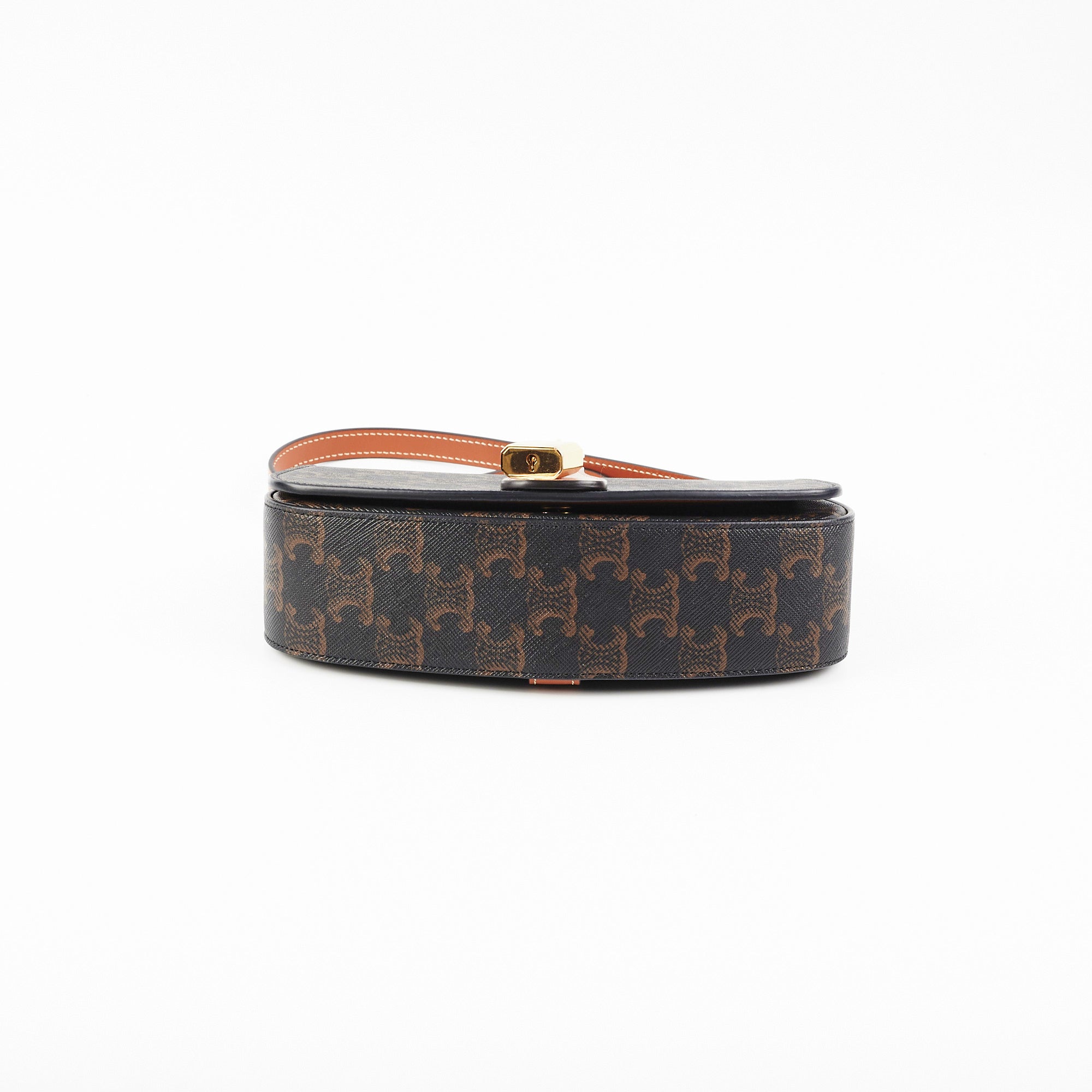 Celine Triomphe Calfskin Tan Clutch On Strap - Elegant Shoulder Bag for Women, Perfect for Evening Parties & Date Nights