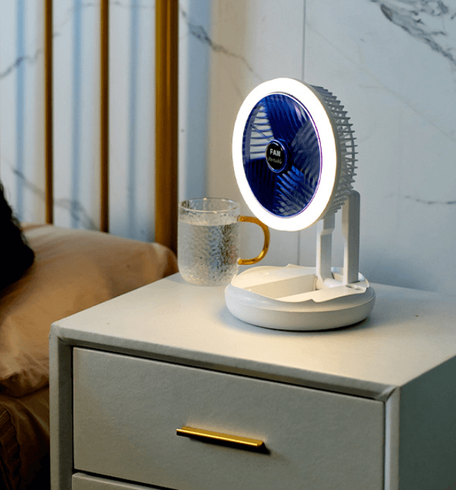 4 in 1 Foldable Portable Fan - USB Rechargeable, 3 Speed Settings, Quiet Personal Cooling Fan for Home, Office, Travel, Camping & Outdoor Activities