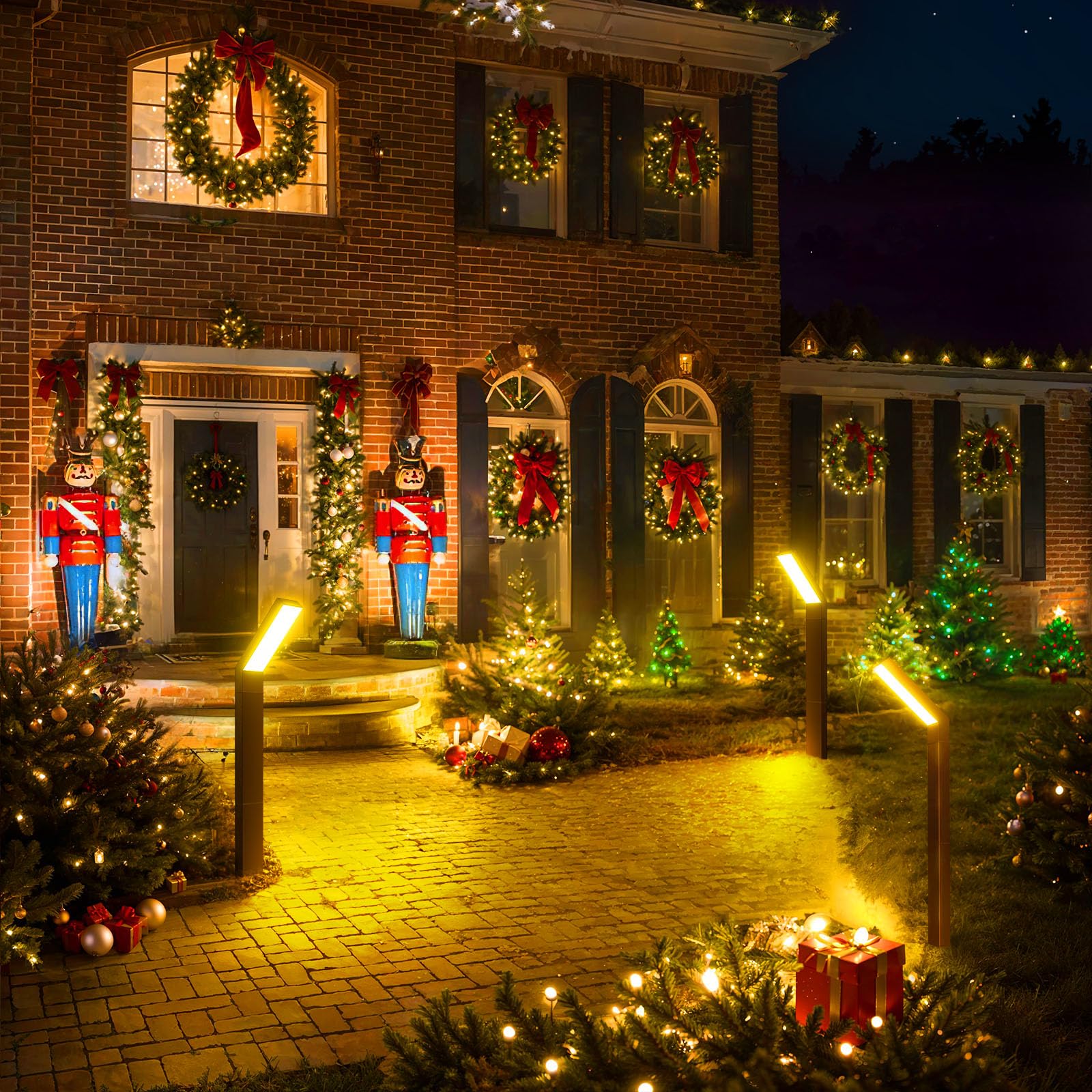 ROSHWEY Solar Pathway Lights Outdoor Waterproof - Solar Garden Lights for Patio, Backyard, Walkway, Yard, Lawn, Driveway - Weatherproof Solar Powered Landscape Lighting for Garden Decor & Pathway Illumination