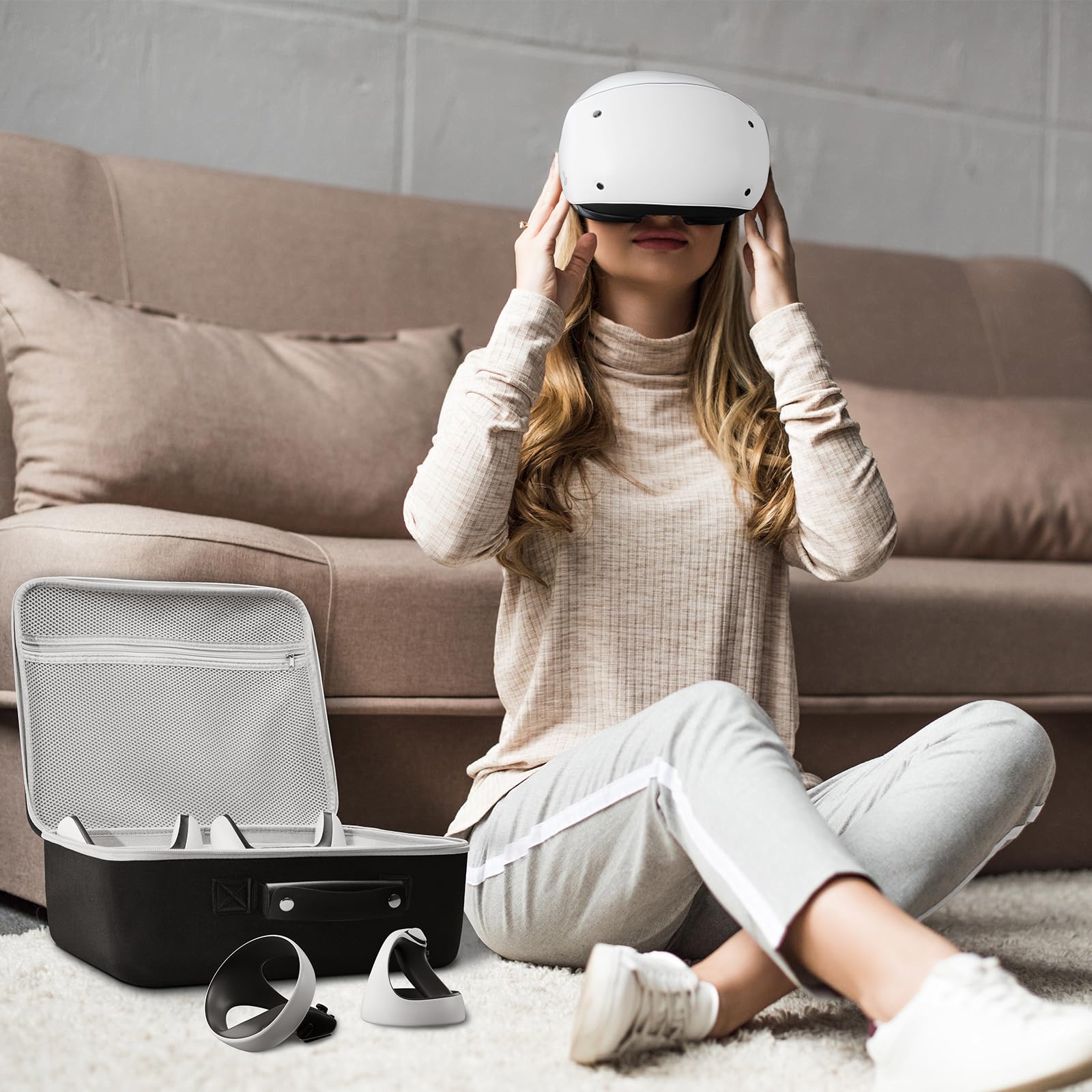 PSVR2 Hard Carrying Case for Gaming Headset & Controllers - Travel & Home Storage Protective Case for PlayStation VR2 Accessories (Black) | Perfect for Gaming Travel, Safe Storage & Organized VR Setup