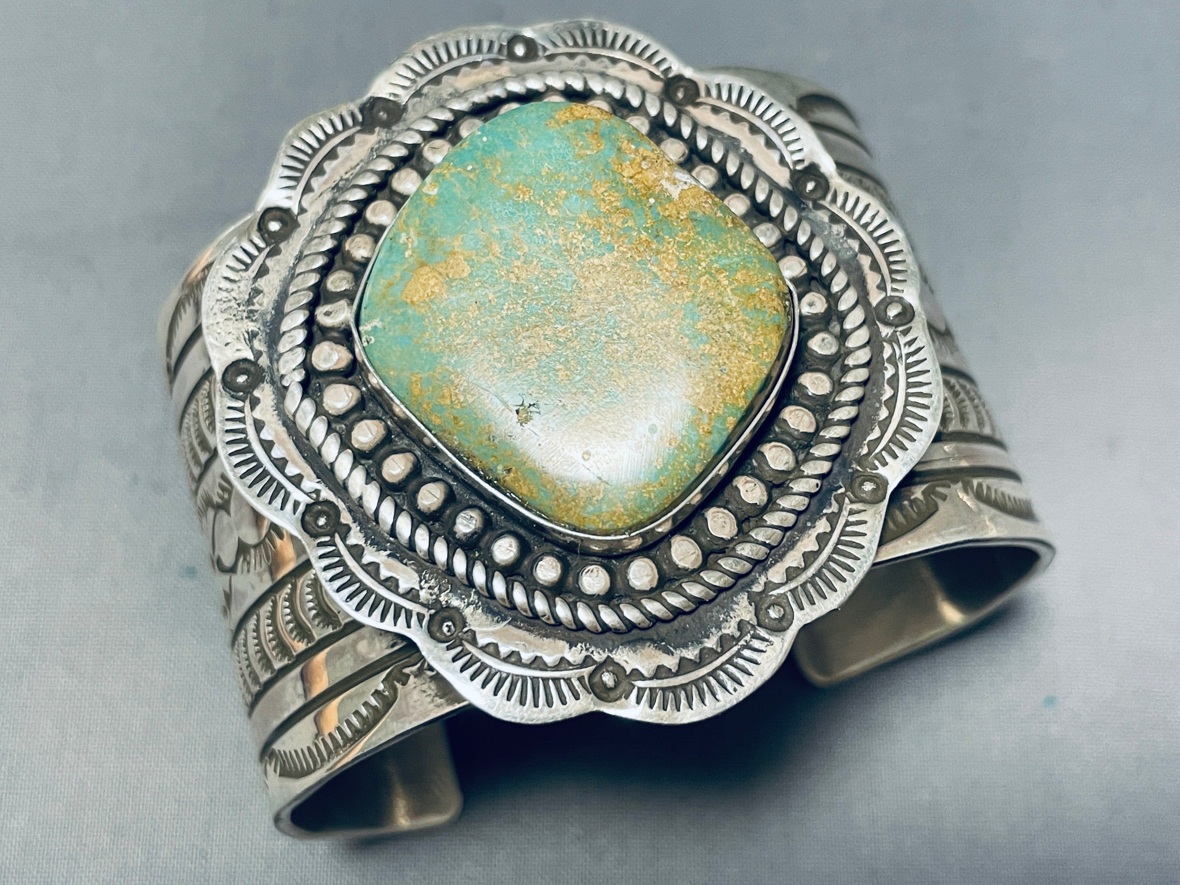125 Gram Authentic Navajo Royston Turquoise Sterling Silver Handmade Signed Bracelet - Perfect for Boho Jewelry, Native American Fashion & Gift Giving
