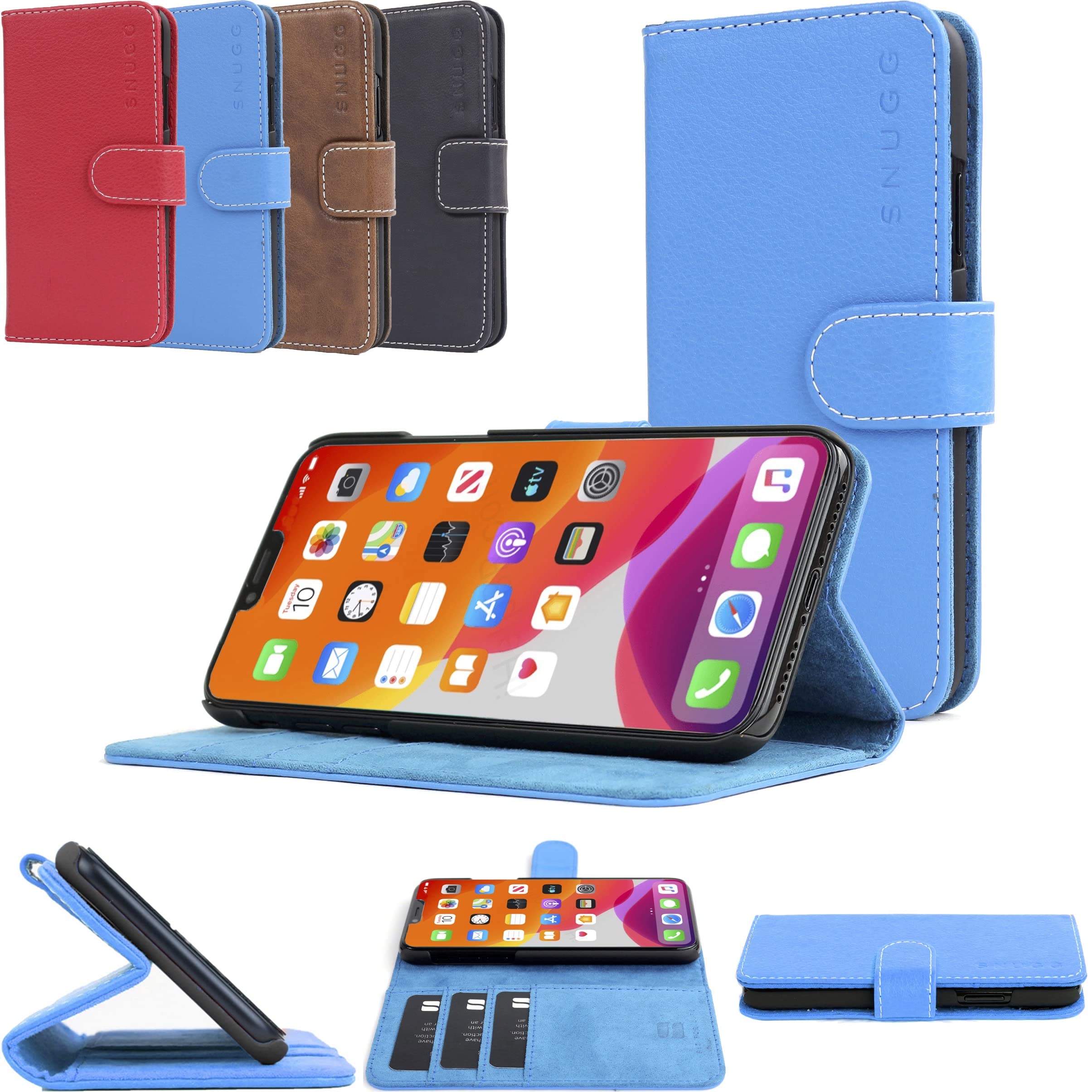 Premium Leather iPhone 13 Pro Max Wallet Case with 3 Card Slots & Magnetic Closure - Stand Function & Shockproof TPU Protection - Electric Blue | Perfect for Business Travel & Everyday Use