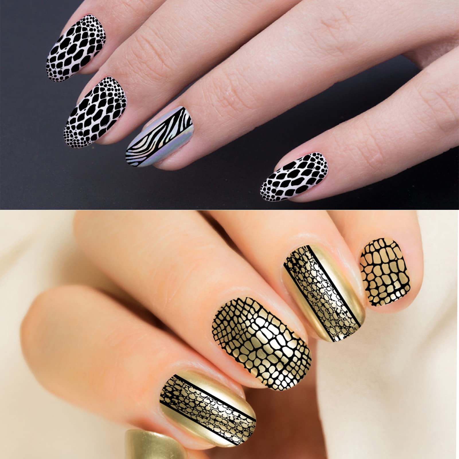 NICENEEDED Snake & Geometry Nail Art Stamping Plates - DIY Nail Stamp Templates with Animal Designs for Professional Nail Art Tools | Perfect for Salon, Home Manicure & Creative Nail Decorations