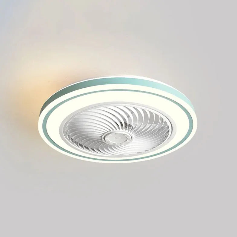 Modern Round Flush Mount Ceiling Fan with LED Light - Energy Efficient & Quiet - Perfect for Bedroom, Living Room, and Office Spaces