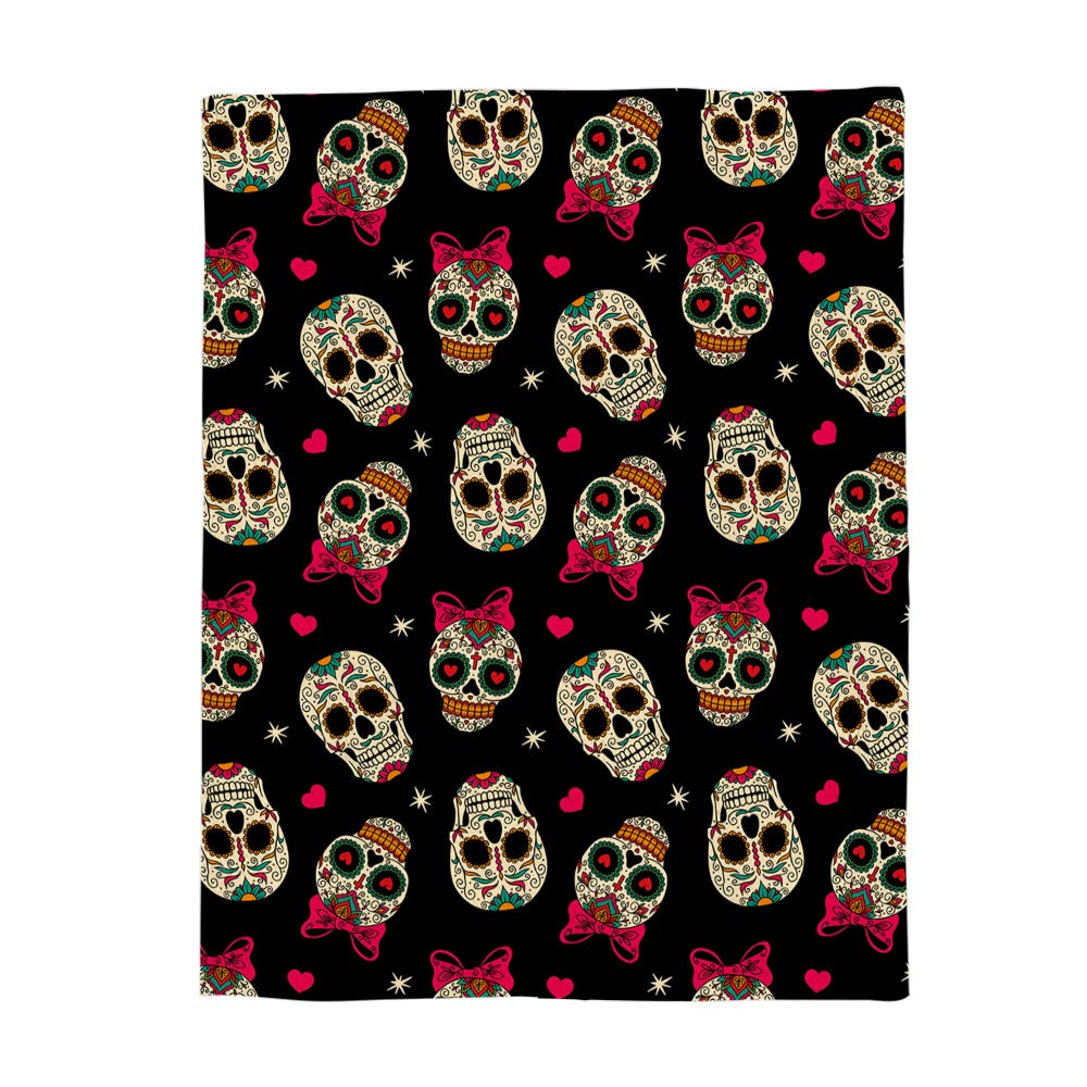 Premium Soft Fleece Throw Blanket - Mexican Skull Calavera Design 60