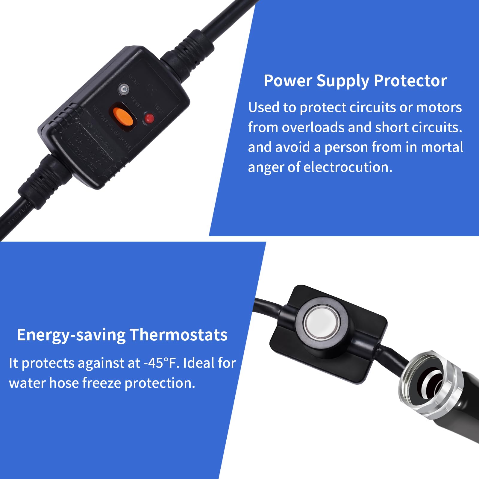 75FT Heated RV Water Hose with Thermostat - Freeze Proof Down to -45℉, Lead & BPA Free, 5/8