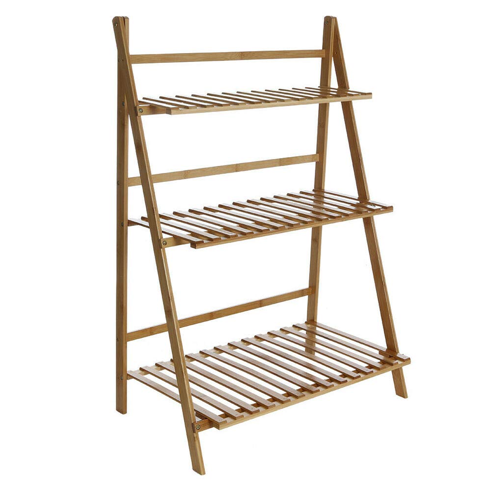 3-Tier Bamboo Plant Stand for Indoor Plants - Flower Pot Holder & Display Rack for Home Decor, Living Room, Balcony, or Office Use