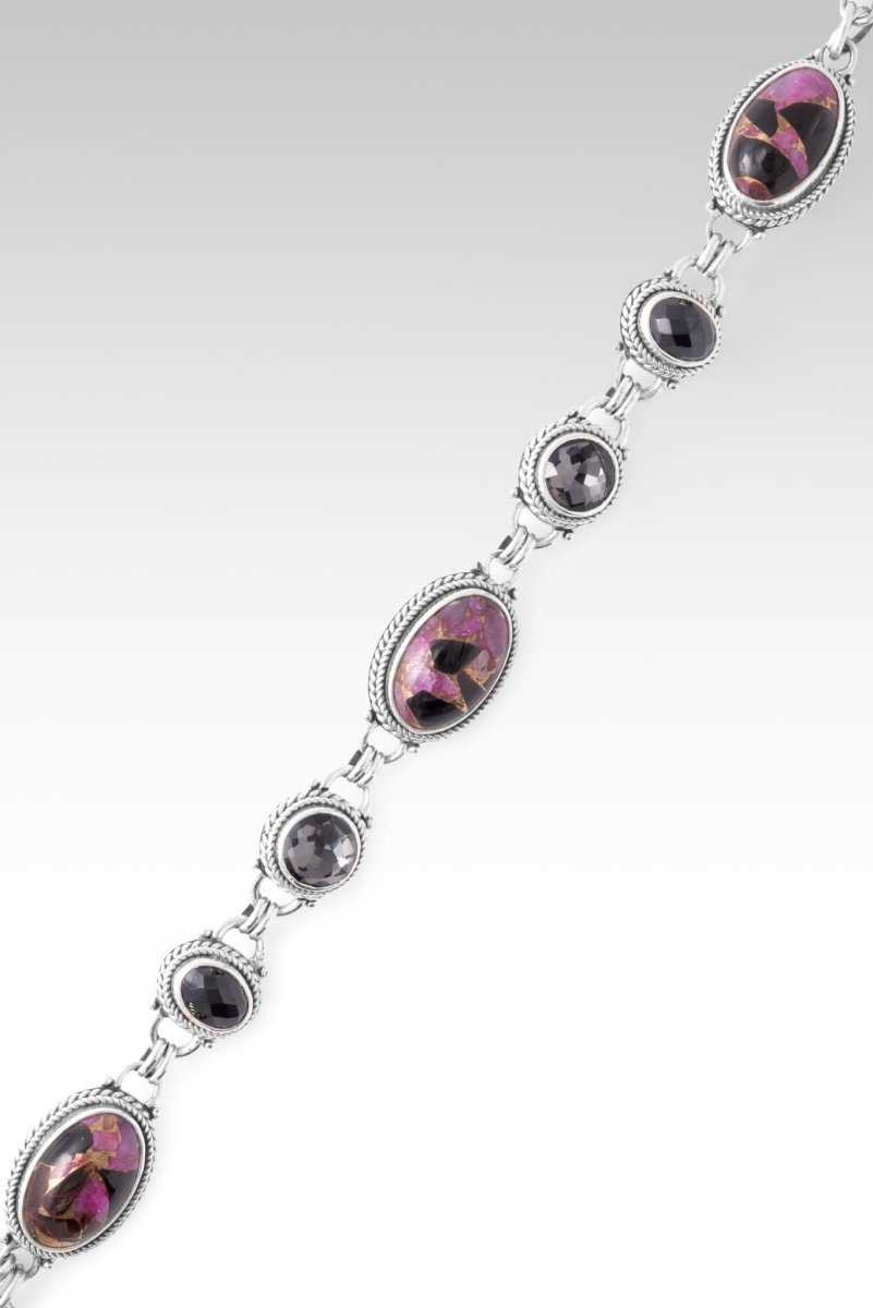Great Unknown Bracelet™ - Pink Calcite, Odyssey Black Knight™ Mystic Quartz & Black Spinel Gemstone Jewelry for Women | Healing Crystal Bracelet for Meditation, Energy Balancing & Spiritual Protection