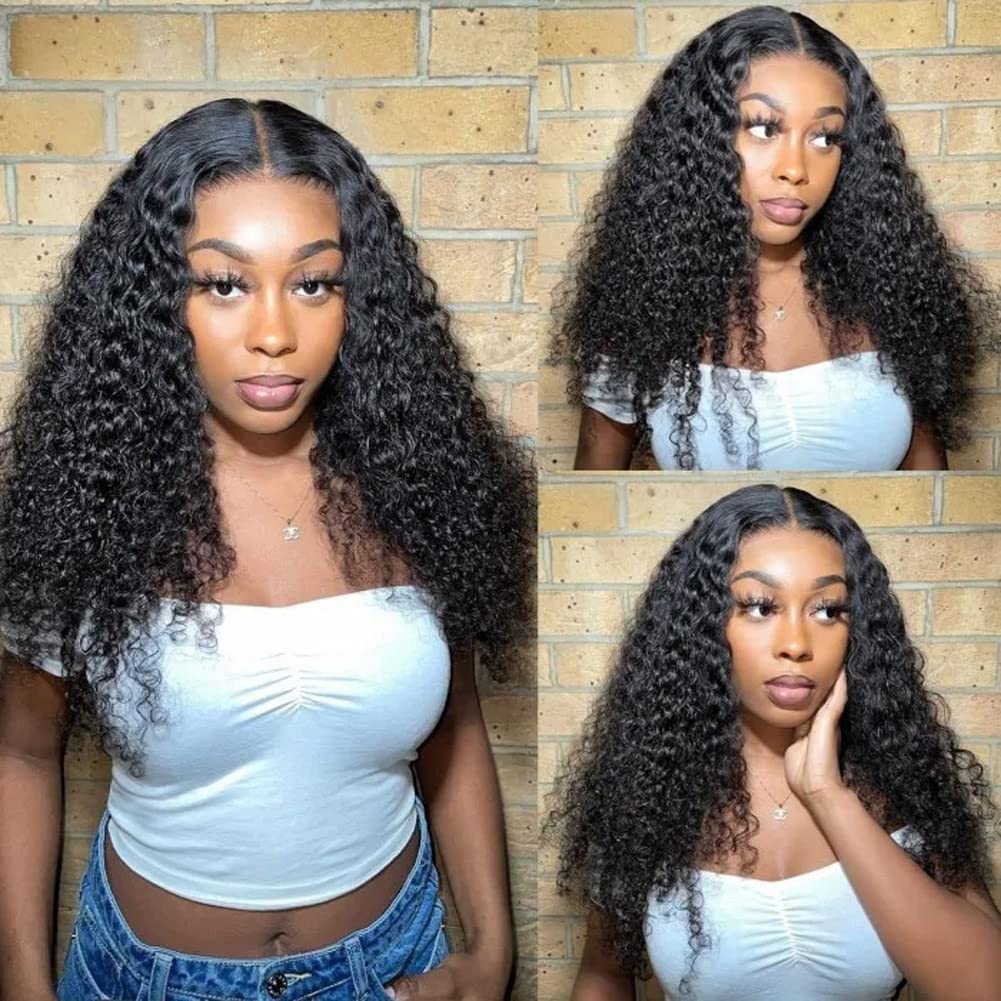 ISEE 18 Inch Brazilian Human Hair V Part Wig - Water Wave Curly Glueless No Leave Out U Part Wigs for Black Women (180% Density, Natural Color) - Perfect for Daily Wear, Parties & Special Occasions