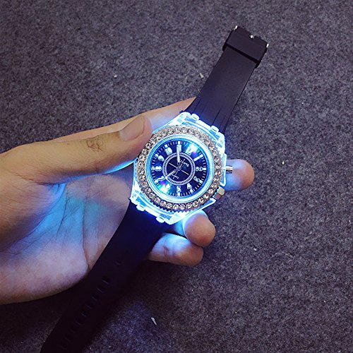 8 Pack LED Luminous Glow Watches for Women & Men - Unisex Jelly Dress Wristwatch Set with Bracelet - Perfect for Summer, Parties, Raves, and Nighttime Events