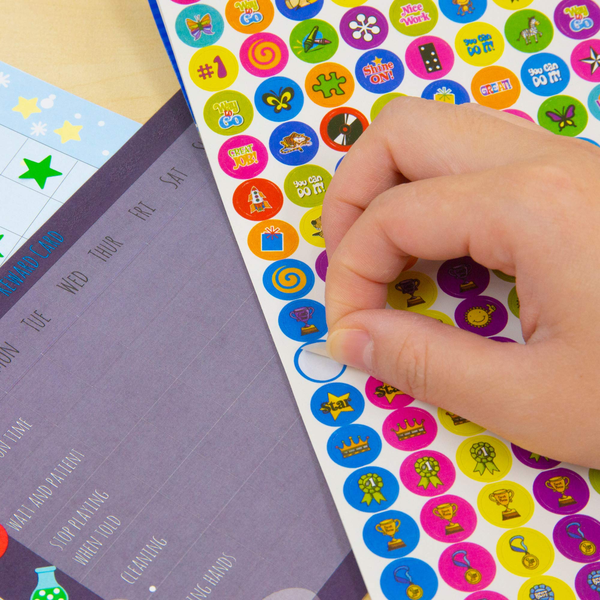 BAZIC Reward Sticker Book with 400+ Motivational Stickers - Positive Words Classroom Incentives for Kids, Teachers & Students (288-Pack) - Perfect for Behavior Charts, Homework Rewards & School Activities