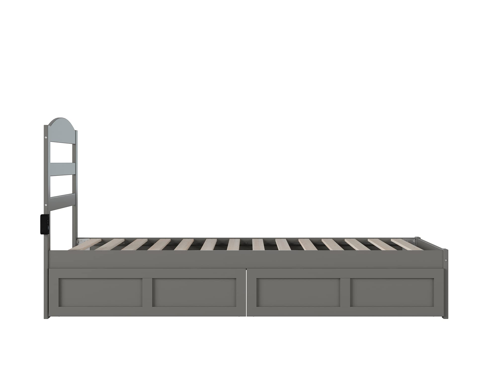 AFI Warren Twin XL Platform Bed Frame with 2 Storage Drawers & Built-in USB Charger - Space Saving Grey Bed for Small Rooms, Dorm & Guest Bedroom