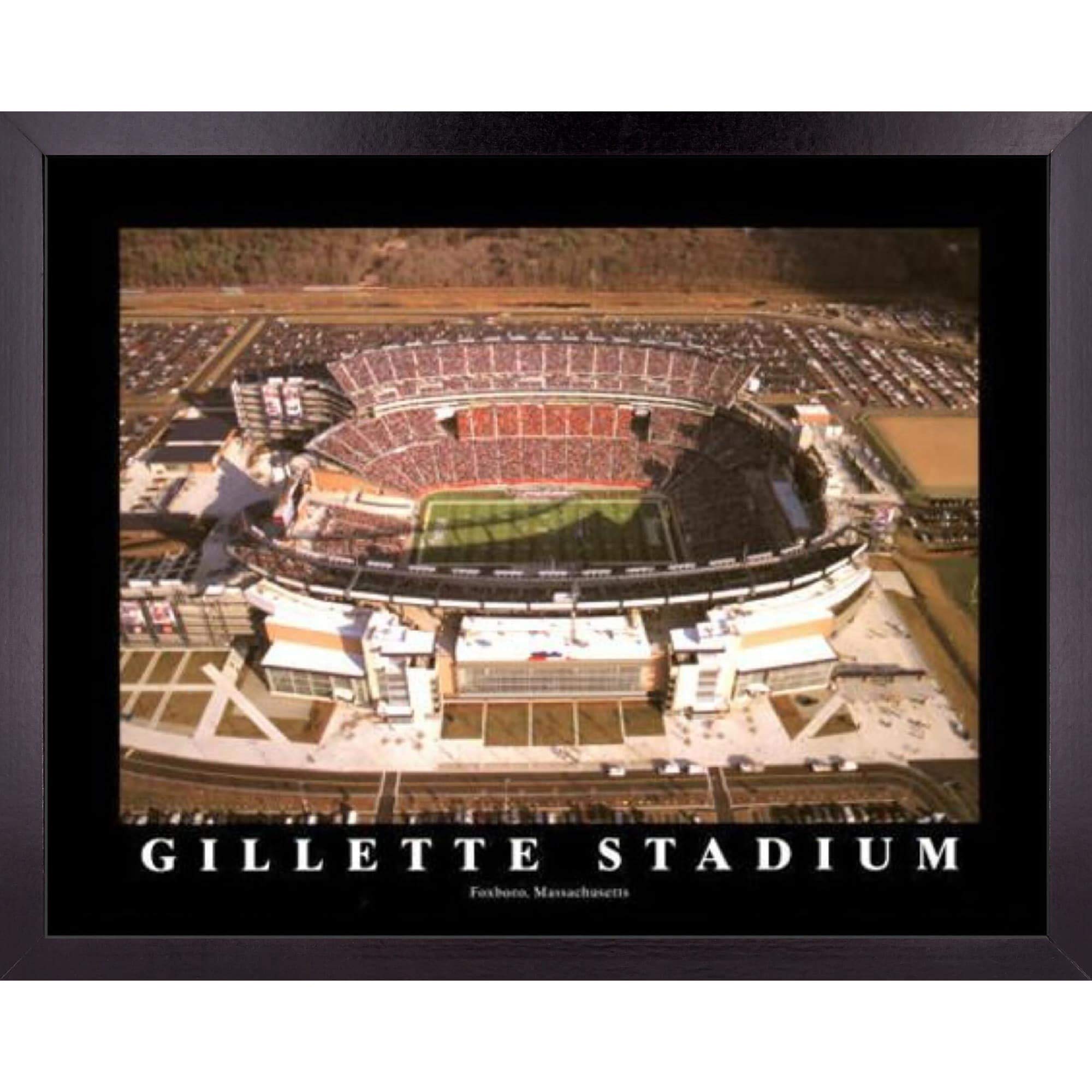 Football Stadium Skyline Poster - Framed Wall Art Decor (23x29 Inches) | Gillette Field Aerial View | Perfect for Game Room, Man Cave, College Dorm & Sports Fan Gifts