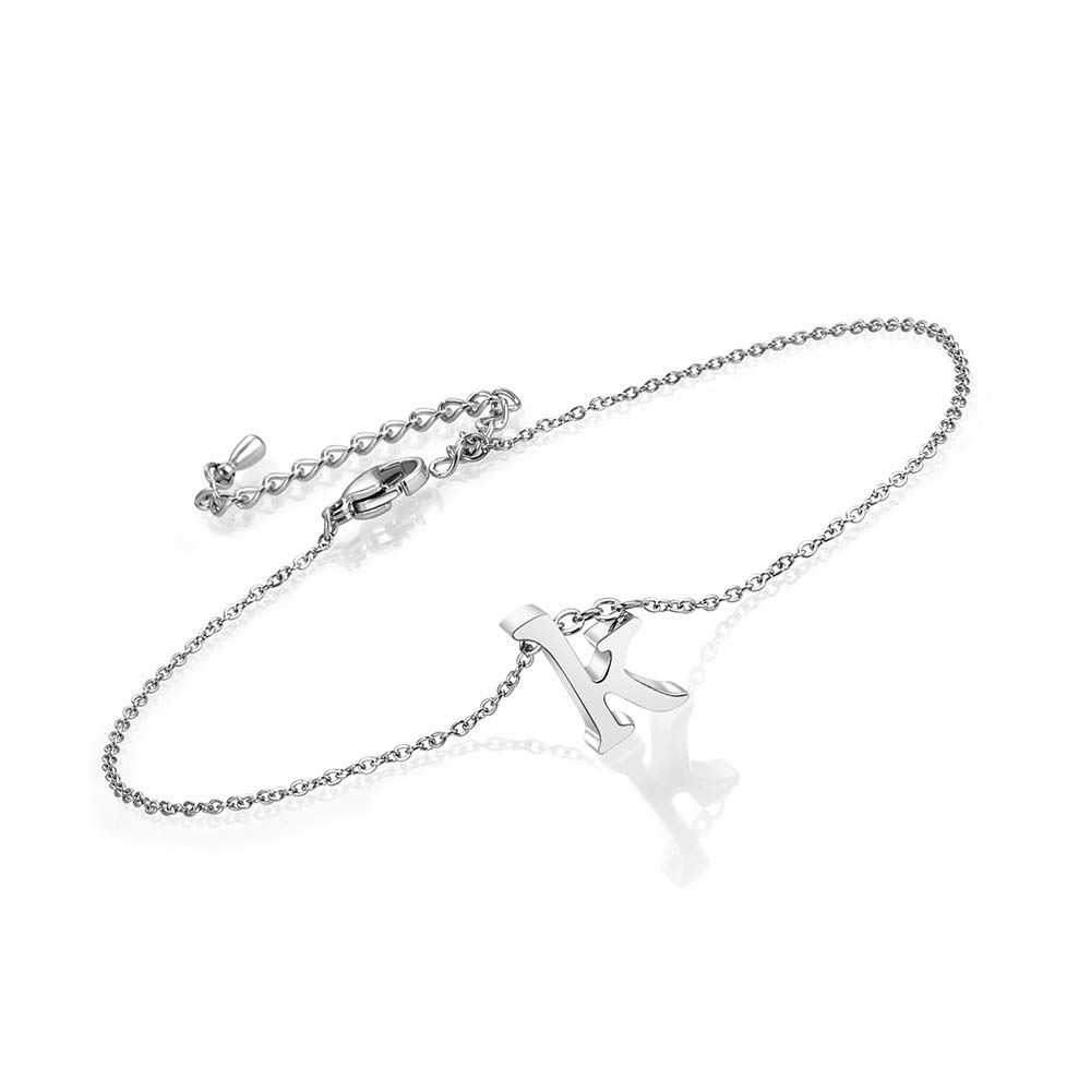 BOCHOI Personalized Initial Anklet for Women & Teen Girls - Stainless Steel Adjustable Alphabet Ankle Bracelet - Cute Birthday Jewelry Gift for Girlfriend, Best Friend, Sister - Perfect for Beach, Summer, Casual & Party Wear