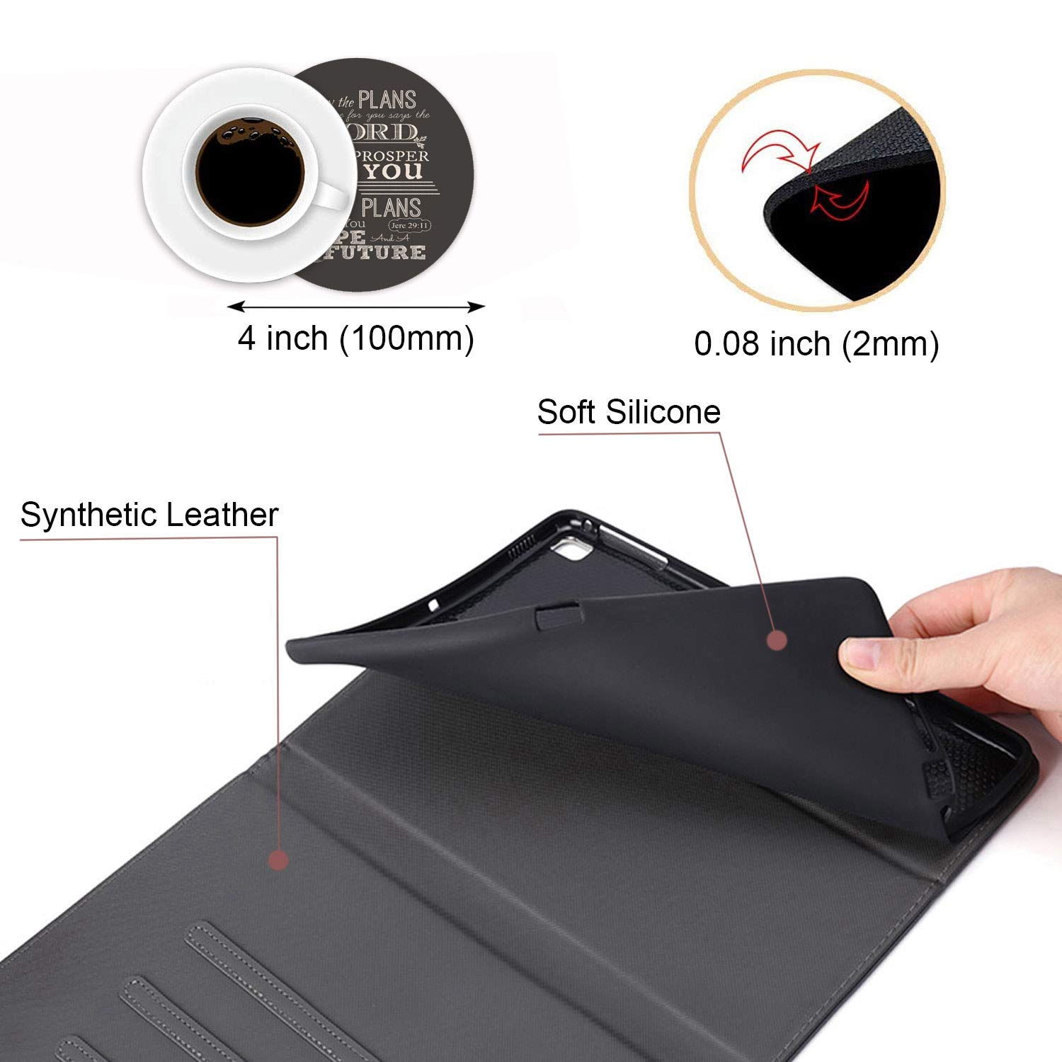 Premium PU Leather iPad Case for iPad 9.7 (2017/2018), iPad Air 1/2, iPad 6th/5th Gen - Slim Business Folio Cover with Auto Wake/Sleep & Bible Verse Jeremiah 29:11 - Perfect for Work, Travel and Daily Use