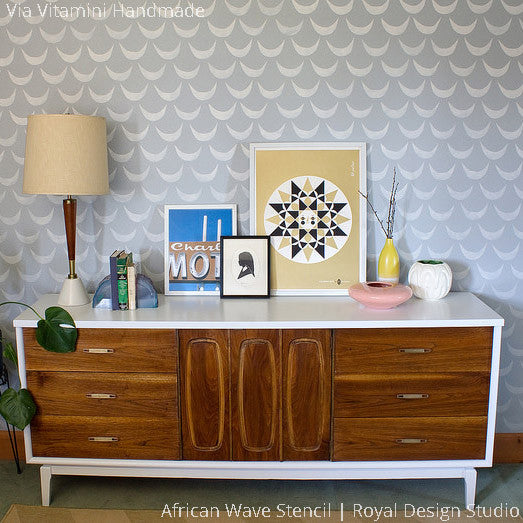 African Wave Wall Stencil - DIY Home Decor Painting Template for Tribal & Boho Style Rooms | Perfect for Bedroom, Nursery, and Living Room Accent Walls