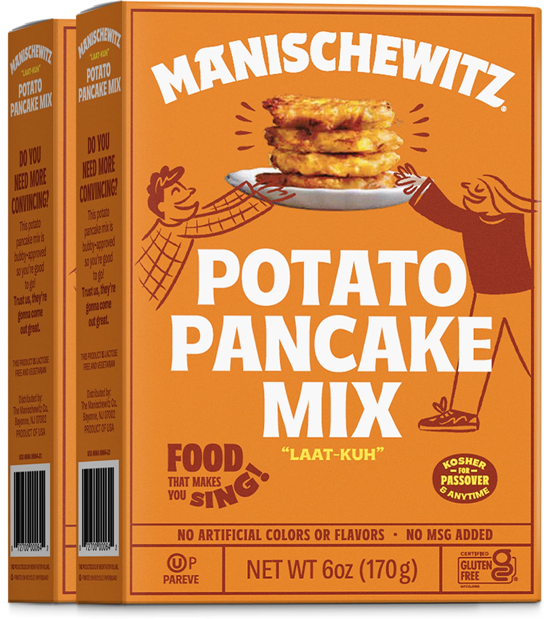 Manischewitz Gluten Free Potato Pancake Mix 6oz (2 Pack) - No MSG, Traditional Style - Perfect for Hanukkah, Jewish Holidays & Family Breakfasts