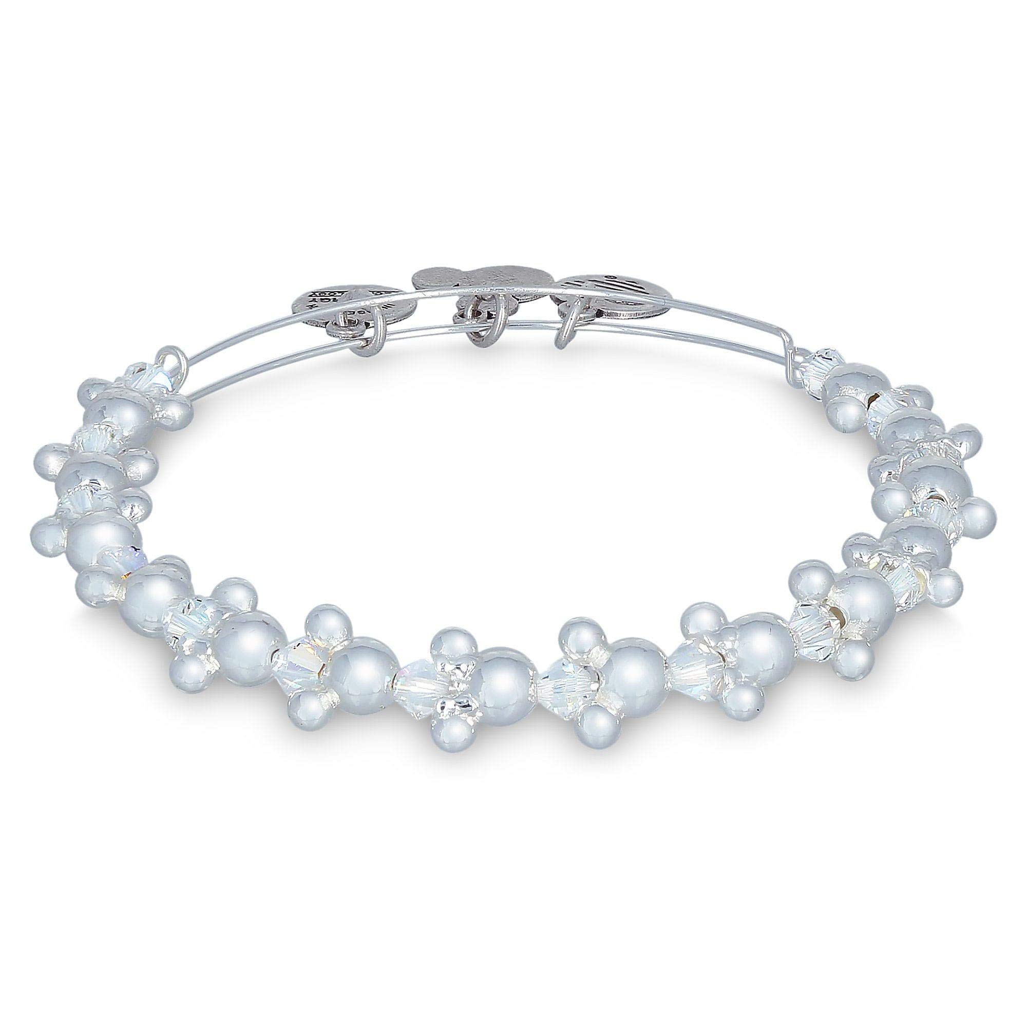 Disney Parks Alex & Ani Mickey & Minnie Beaded Bangle Bracelet - Sterling Silver Jewelry for Women | Perfect Gift for Disney Fans, Birthday & Anniversary