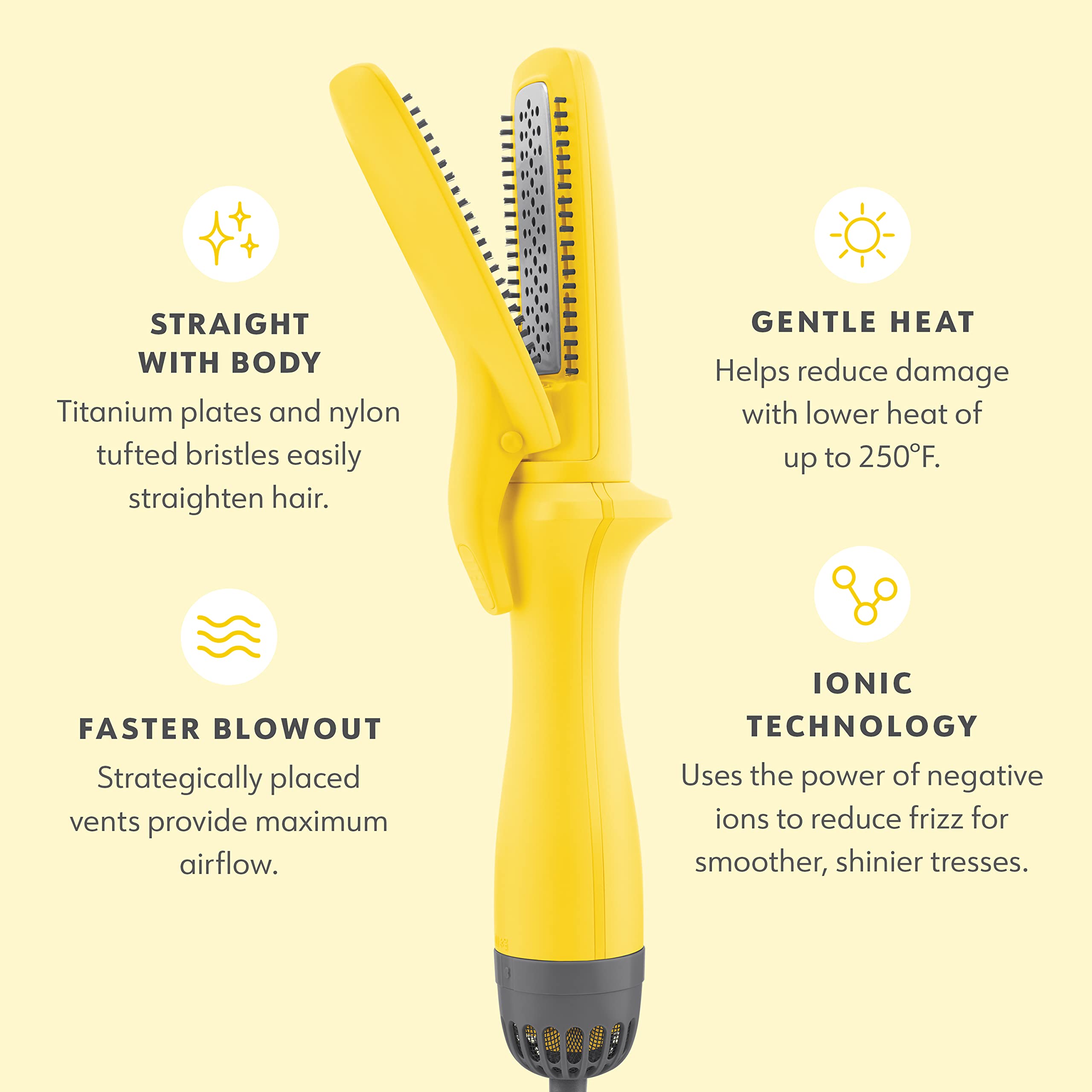 Drybar The Straight Shot Blow-Drying Flat Iron - Professional Hair Straightener & Blow Dryer Combo for Smooth, Shiny Hair | Perfect for Home Use & Salon Styling