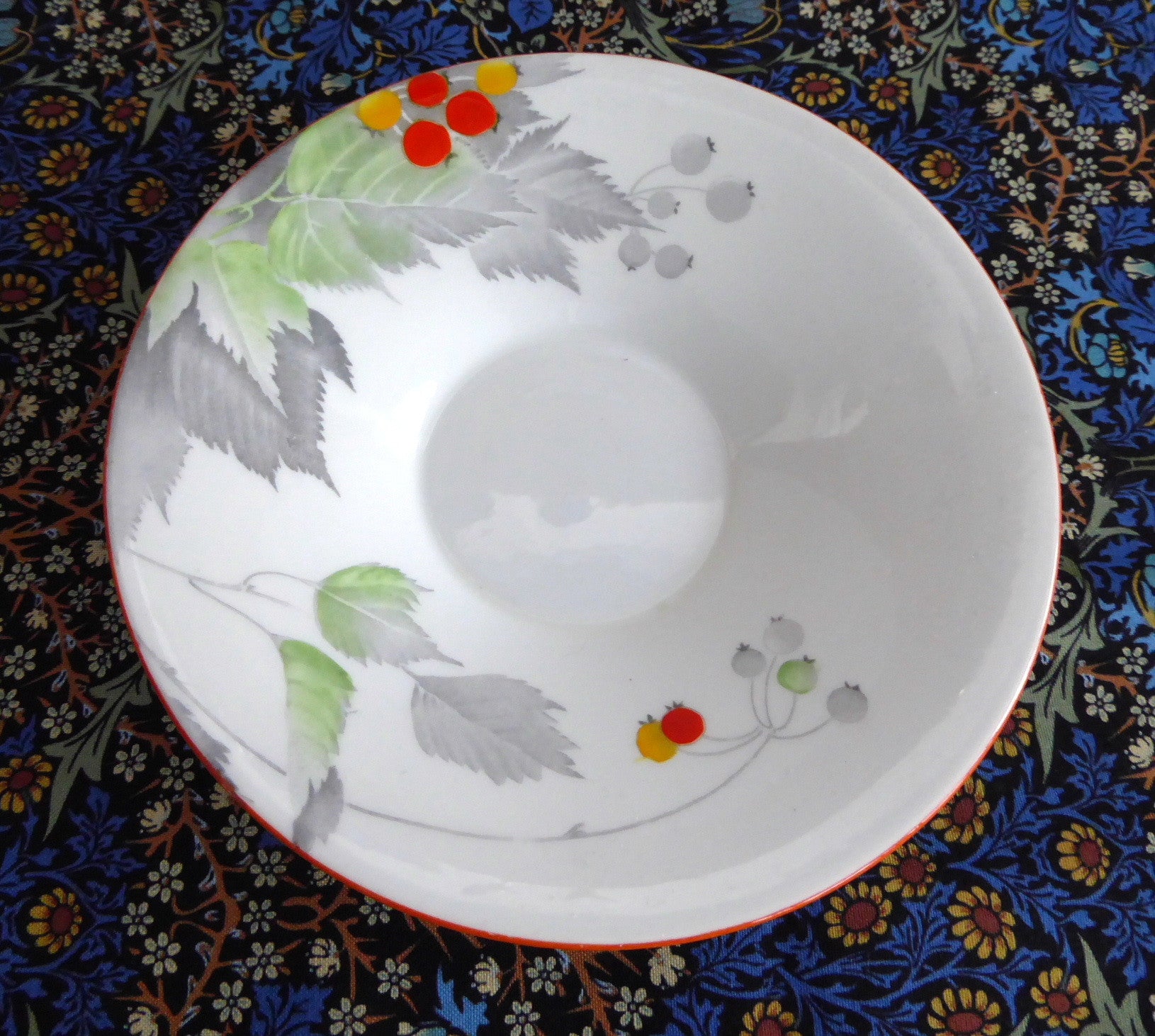 Vintage Shelley Art Deco Saucer - Berries Regent Shape in Red, Yellow & Grey - 1930s Collectible Spare Part (No Cup) - Perfect for Tea Sets, Antique Displays & Home Decor