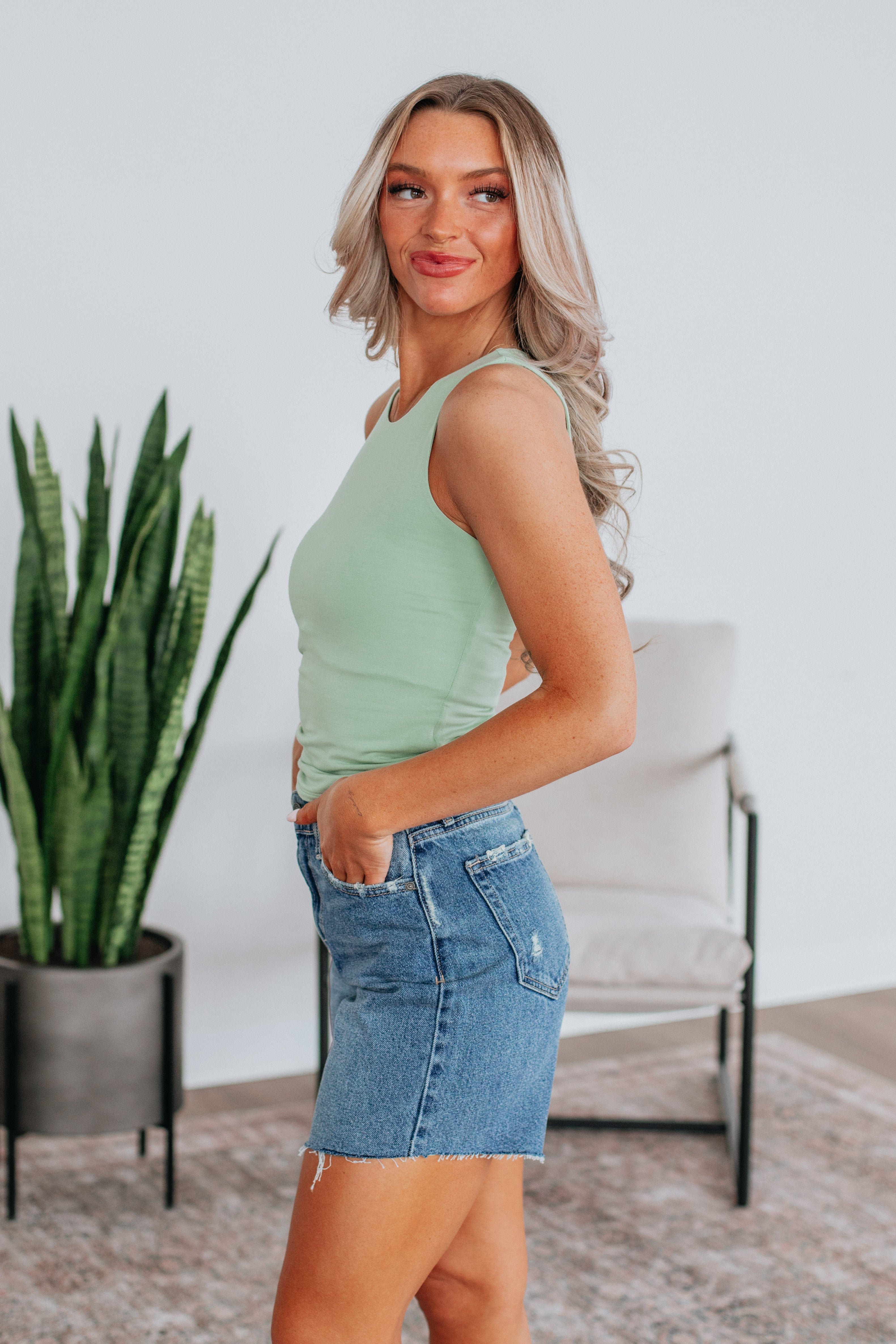 Demi Basic Tank Top for Women - Soft Pistachio Green Casual Wear - Perfect for Summer, Layering & Everyday Outfits