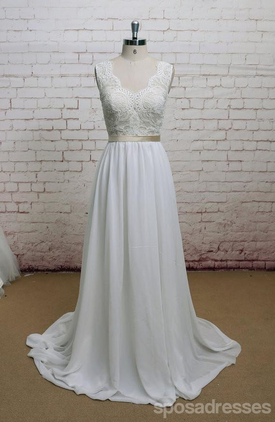 Elegant Backless V-Neck Cap Sleeve Lace Wedding Dress for Beach Brides - WD323 | Perfect for Destination Weddings, Beach Ceremonies & Summer Bridal Fashion