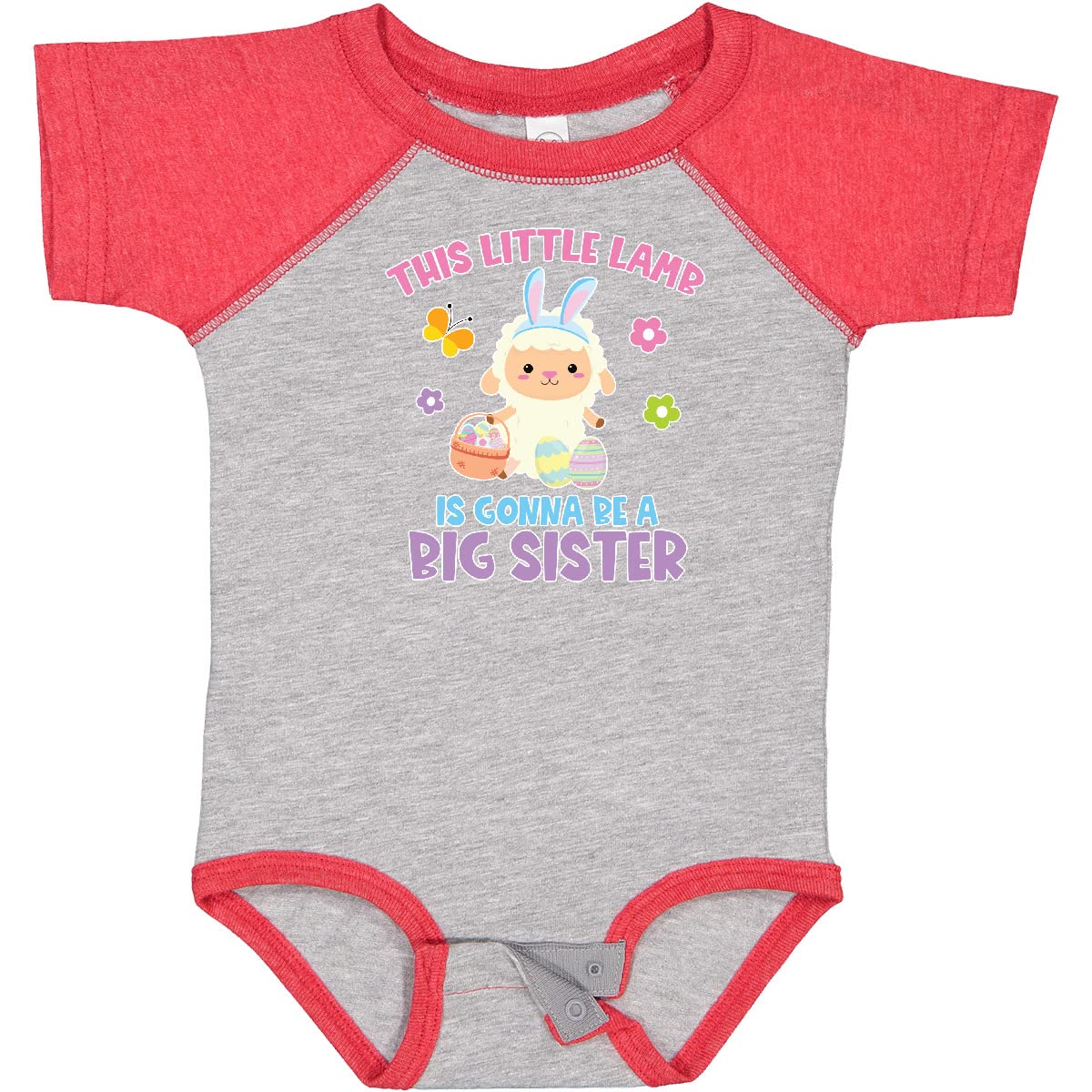 Inktastic Easter 'This Little Lamb Is Gonna Be a Big Sister' Baby Bodysuit - Cute Newborn Outfit for Sibling Announcement & Easter Photo Shoots